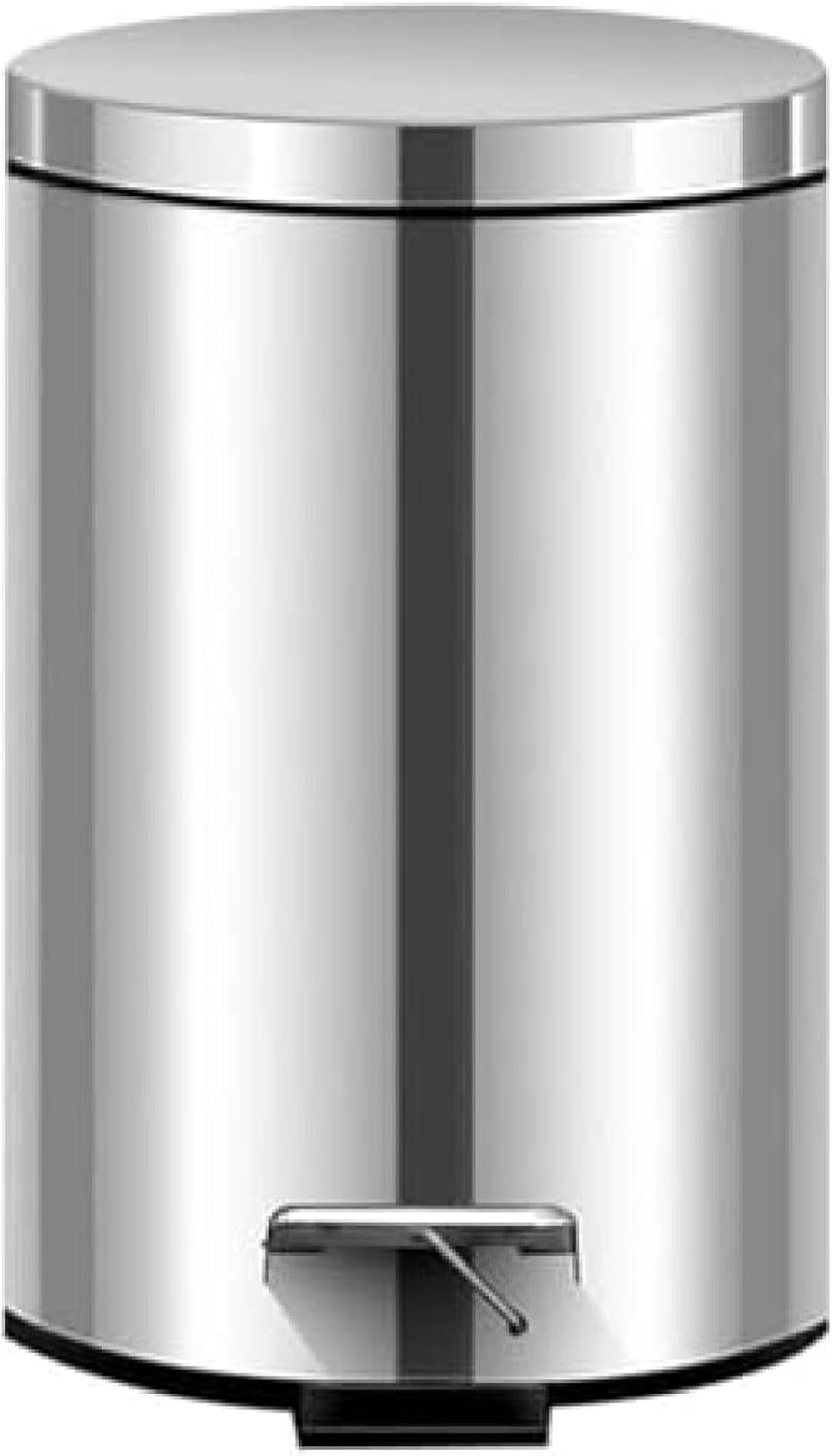 ゴミ箱 ふた付き 3L ダストボックス 丸型 ペダル式 ごみ箱 スリム おしゃれ 抗菌 消臭 密閉 音無し 部屋 キッチン 洗面所 シルバー リビングルーム トイレ スチール オフィス用