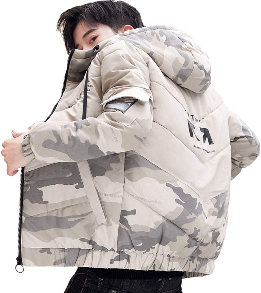 【全店通用25%OFFクーポン】メンズ ダウンジャケット 冬服 厚手 防寒 暖かい 防寒 ダウンコート 中綿コート ショート丈 シンプル かっこいい カジュアル 通勤 通学 アウトドア 大きいサイズ フード付き 迷彩柄 4色選|大森麗萱