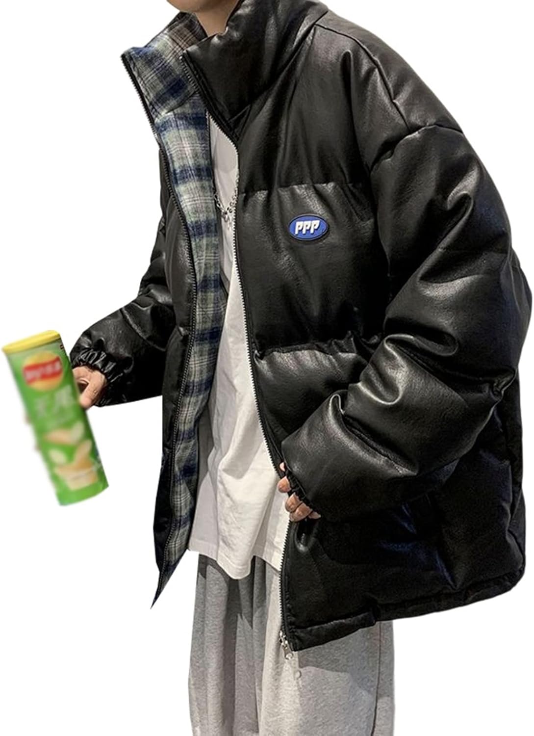 【全店通用25%OFFクーポン】冬服 ダウンコート メンズ PU カジュアル アウトドア 登山 中綿ジャケット 厚手 あったか 防風防寒 ショート丈 スタンドカラー ファッション リバーシブル チェック柄 カッコイイ ゆったり|大森麗萱