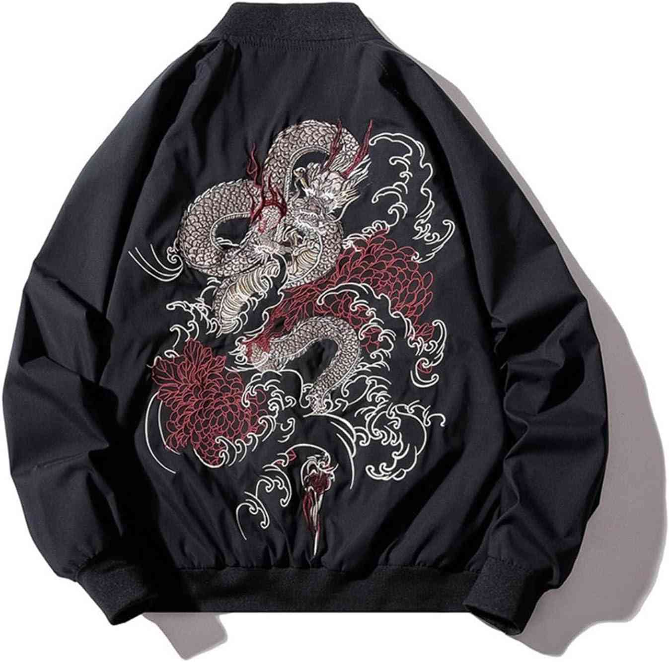 メンズ ジャケット 龍 冬 刺繍 中綿 防寒 大きいサイズ トップス アウター スタジアムジャンバー コート かっこいい 人気 カジュアル ミリタリー ストリートフライトジャケット｜大森麗萱