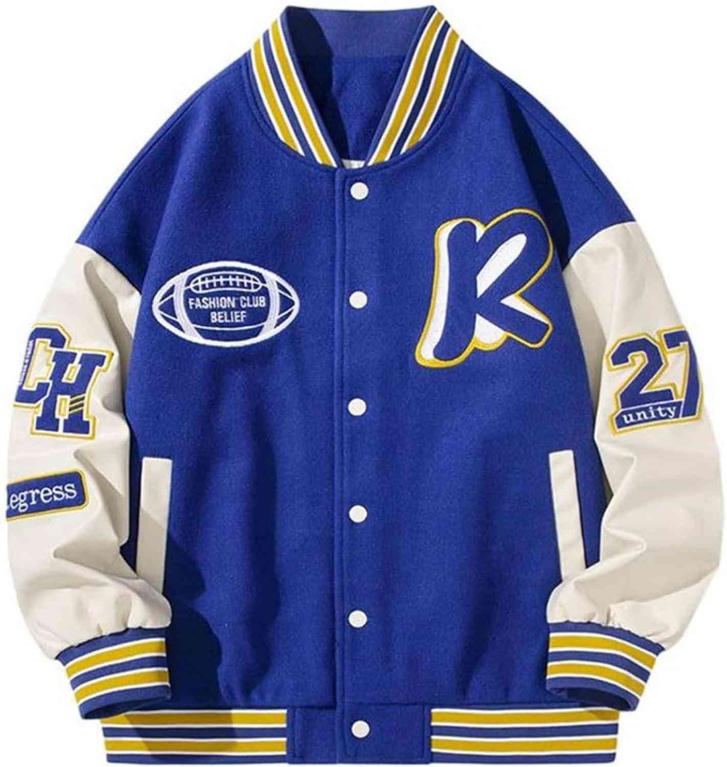 スタジャン メンズ ジャケット ブルゾン 秋 立ち襟 野球服 英字柄 パッチワークトップス アウター スタジアムジャンバー コート かっこいい 人気 カジュアルレディース 防風 通学 男女兼用 カジュ｜大森麗萱