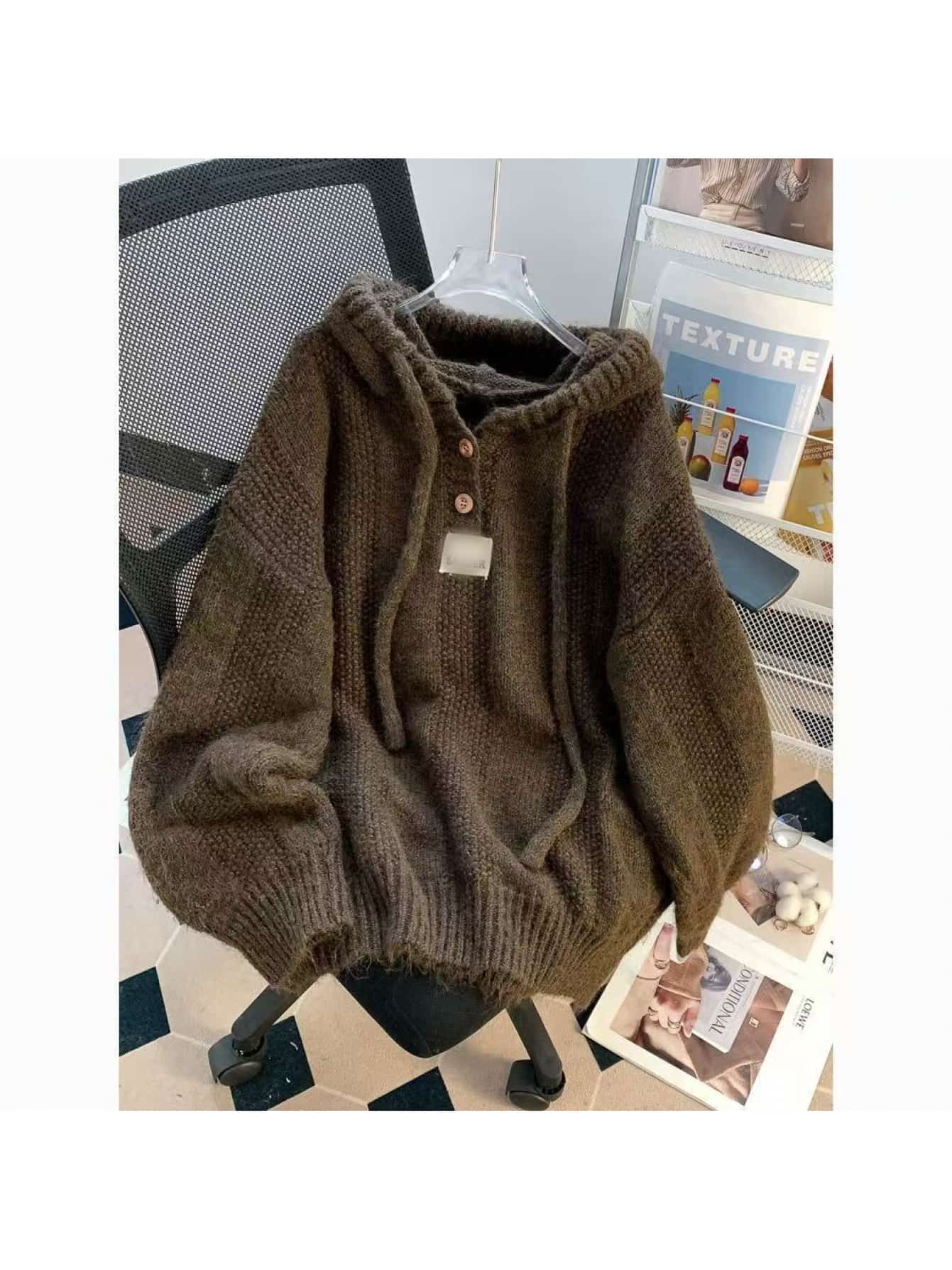 【今日このごろ押さえる、超買得30％OFF引き換え証、2度潮どき皆無】【ゆる影ぼうし】編み物 パーカー プルオーバー レディース フーディー トップス 畦編み ティーシャツ ボンネット付き添い人 名取り草 ヘンリーのど首 大層らしい大きさ ビッグ影ぼうし ゆったり ゆるめ 暖