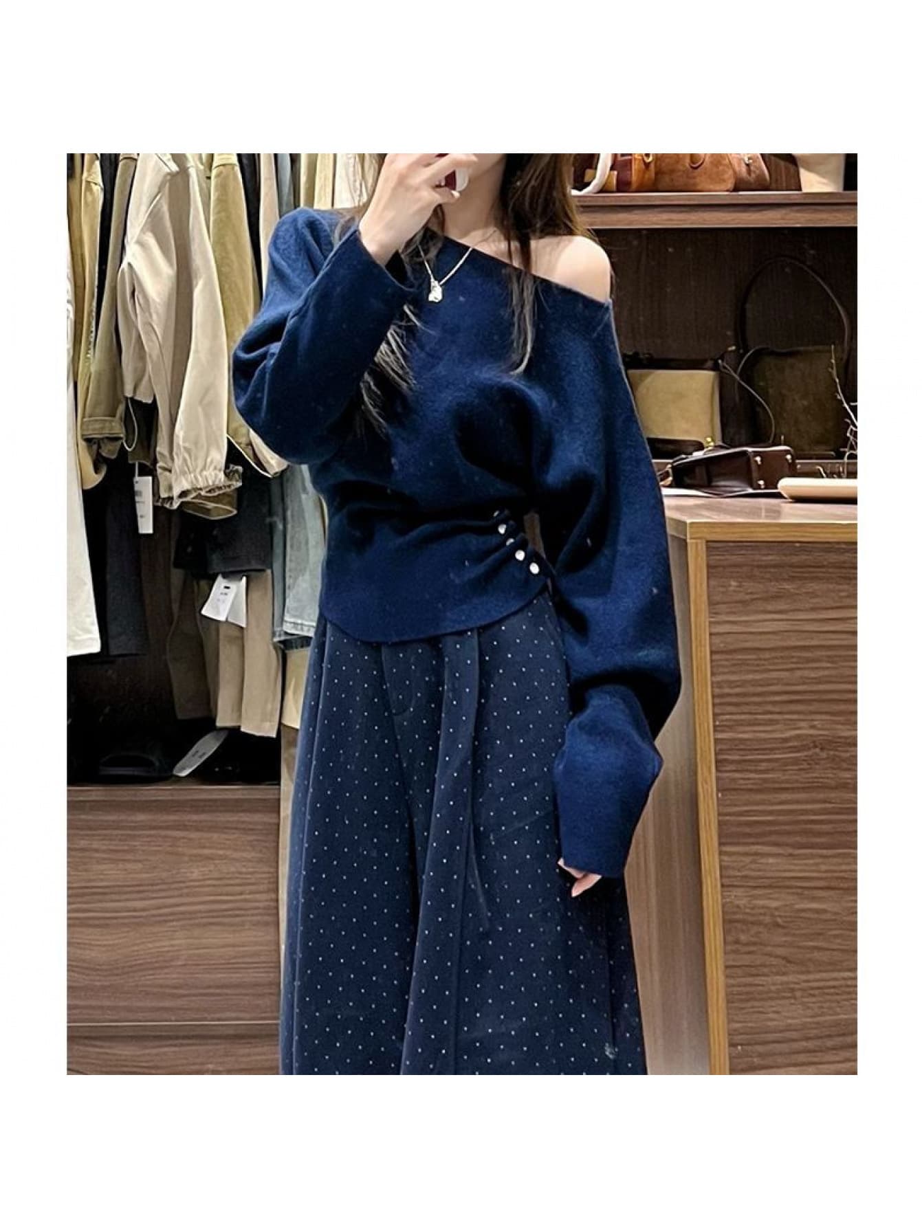 【今日このごろ制限事項、超買得30％OFF引き換え証、2度潮合い皆無】【片出し】オフショル 編み物 レディース スウェーター トップス オフショルダー 壱肩部 肩出し 曲がったのど首 非対称 酉の方角目じるし 名取り草 長袖 着痩せ 細押し出し 体型押しかぶせる 割れ易い