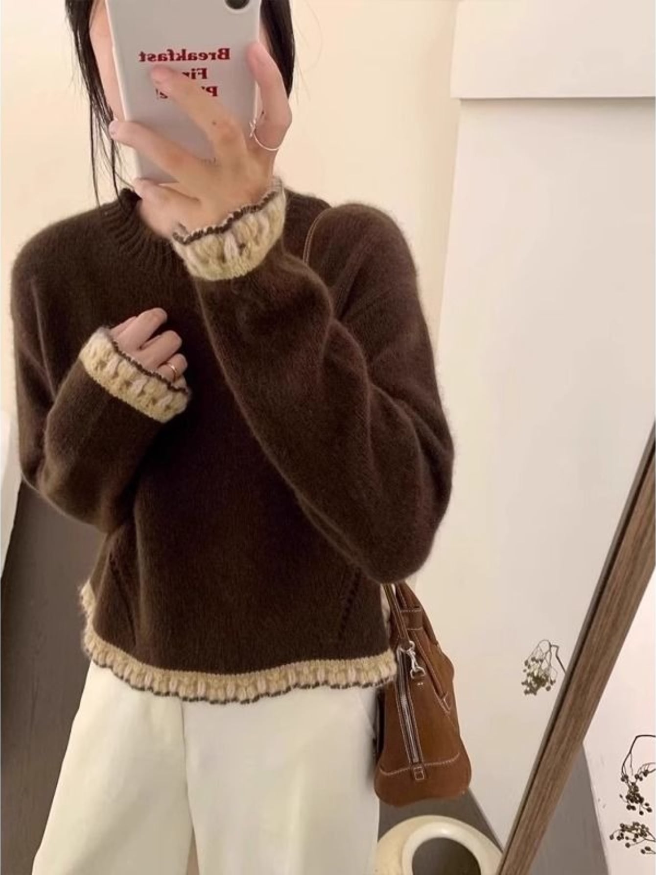 【今日このごろ押さえる、超買得30％OFF引き換え証、2度潮どき皆無】【色彩設計ひな形】 編み物 プルオーバー レディース トップス 長袖 労働者の一団のど首 丸首 ティーシャツ かぎ針編み風 レトロ ヴィンテージ風 色彩設計 フラウンス 朦々たる 生あたたかい ゆったり 体型取りまかなう 着痩せ