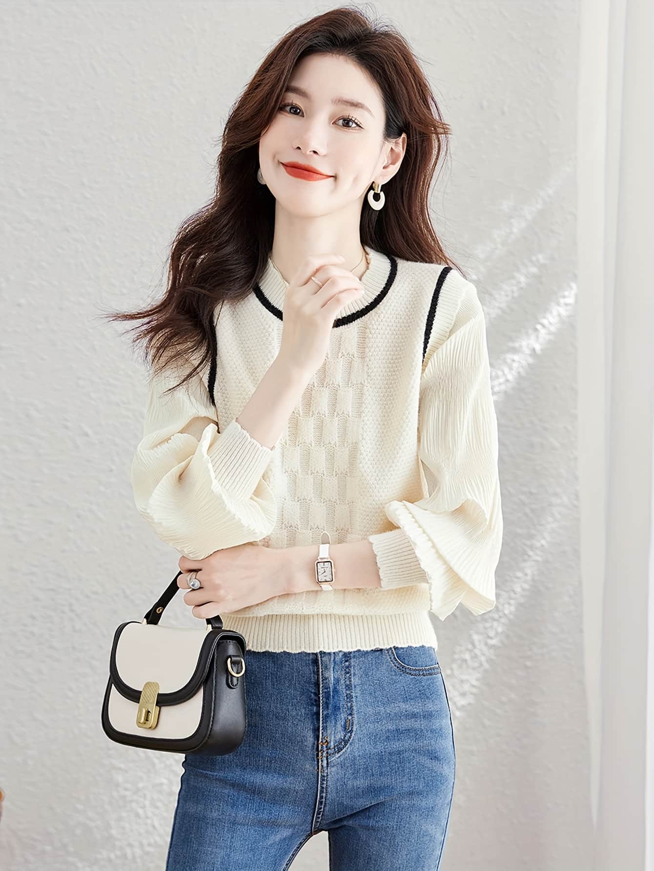 【今日このごろ制限事項、超買得30％OFF引き換え証、2度潮合い皆無】【25%OFF引き換え証あり】編み物 スウェーター レディース