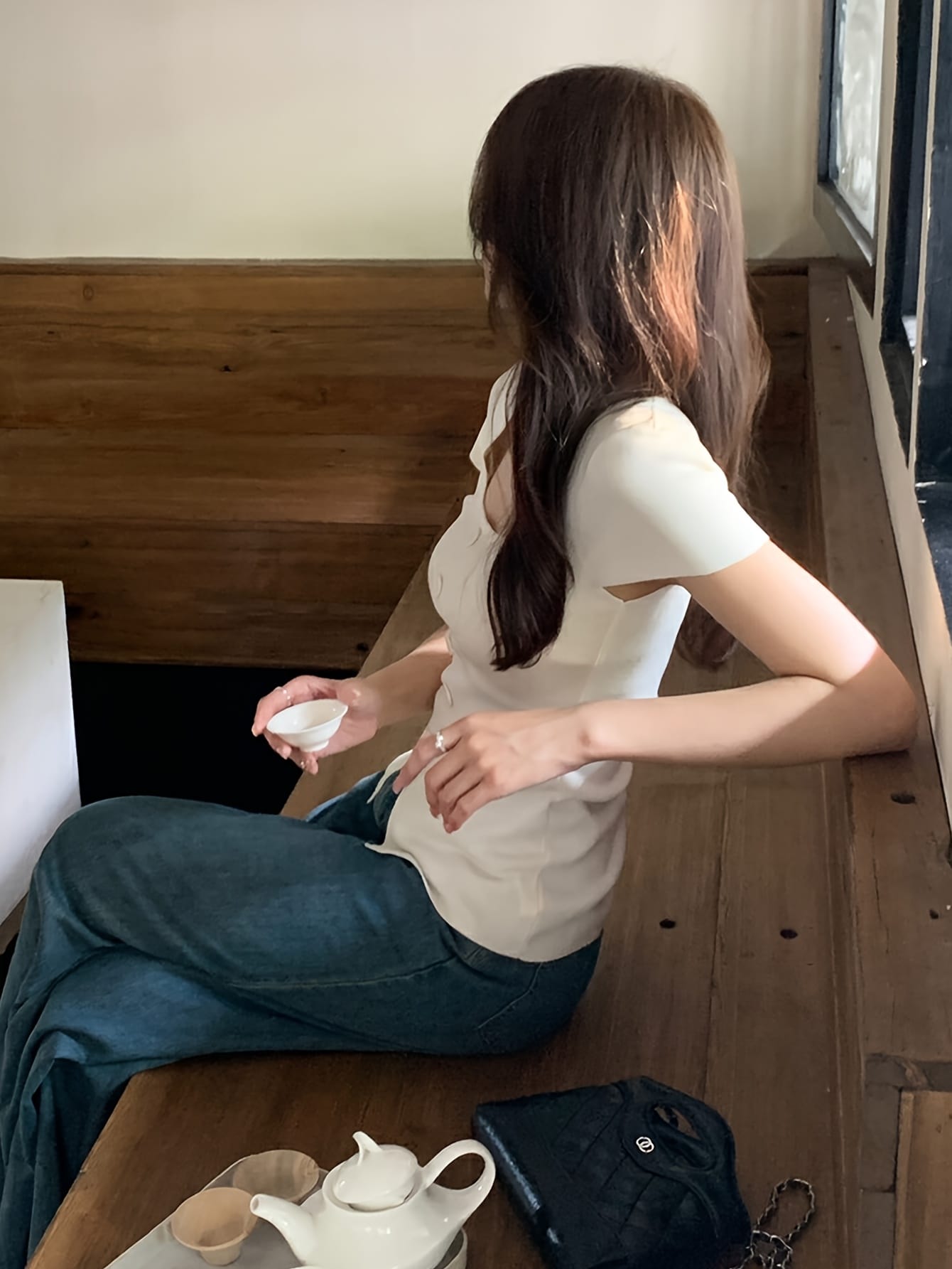 【今日このごろ押さえる、超買得30％OFF引き換え証、2度潮どき皆無】【新作デコルテ美し】朱夏編み物 レディース 半袖 真四角のど首 Ｔシャツ リブニット トップス カットソー ティーシャツ 無地 きつい か細い 相応う 伸縮性 伸ばすこと 細長い切口 犀