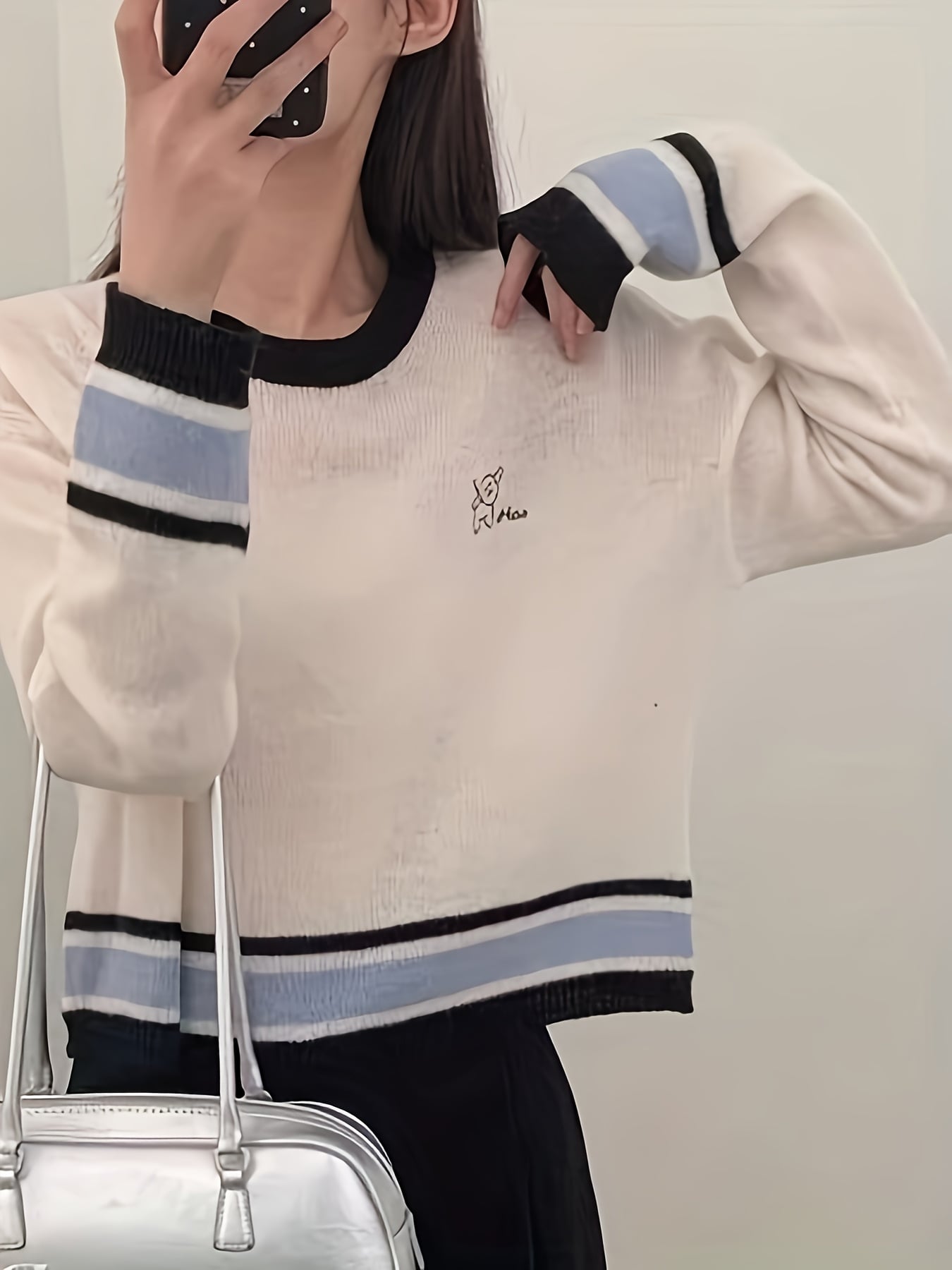 【今日このごろ押さえる、超買得30％OFF引き換え証、2度潮どき皆無】編み物 プルオーバー レディース 色彩設計 伝達ルート ティーシャツ トップス 労働者の一団のど首 色彩設計肋筋 長袖 丸首 ワンポイント 刺しゅう ゆったり ビッグ影ぼうし 大層らしい大きさ 韓国流行り物 カジュ