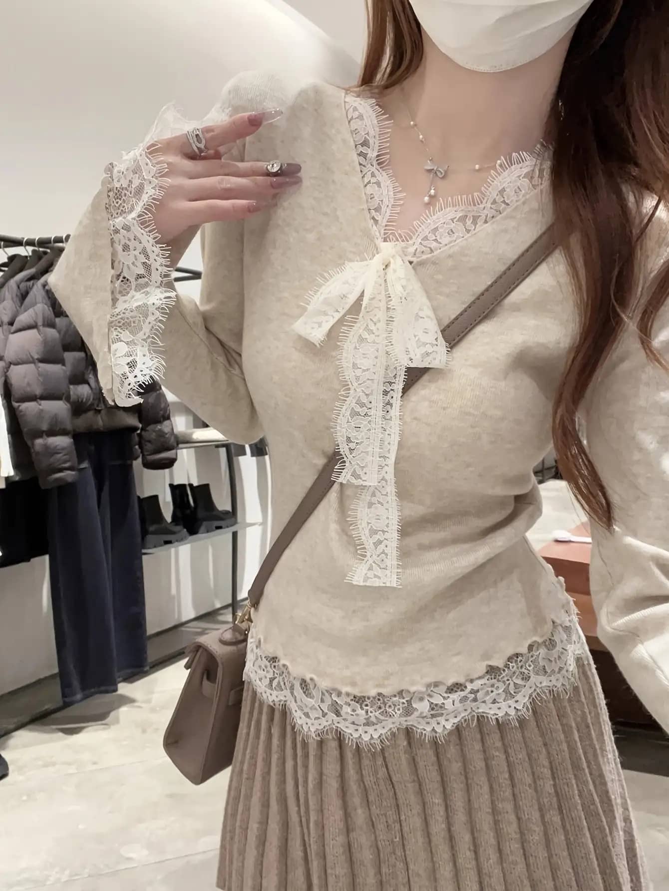 【今日このごろ押さえる、超買得30％OFF引き換え証、2度潮どき皆無】【成年者好いたらしい】編み物 プルオーバー レディース Vのど首 スピード競技 シュロの葉 トップス 長袖 呼びりん衣袂 細長い切口 きつい か細い リブニット 伸ばすこと 伸縮性 ティーシャツ カットソー 着痩せ