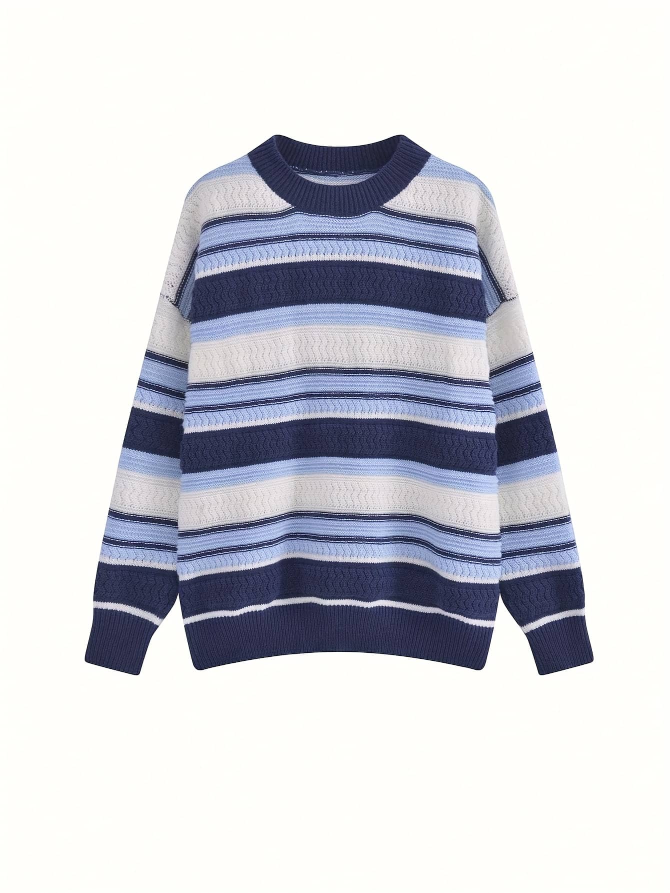 【全店通用25%OFFクーポン】【ボーダー柄】ニット セーター レディース トップス 長袖 クルーネック 丸首 オーバーサイズ ビッグシルエット ゆったり ゆるニット 体型カバー 着痩せ 暖かい 洗える プルオーバー マルチ|大森麗萱