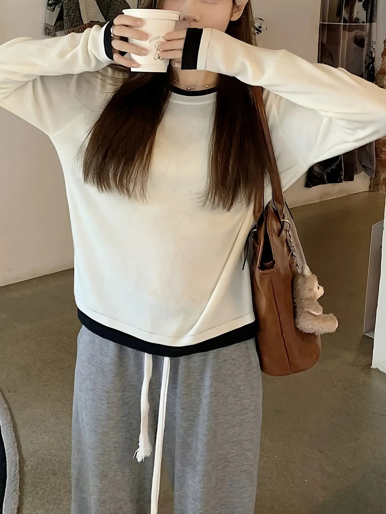 【今日このごろ制限事項、超買得30％OFF引き換え証、2度潮合い皆無】【重ね着風】編み物 スウェーター レディース トップス 労働者の一団のど首 色彩設計 花の冠yd バイ色合い ティーシャツ 長袖 カットソー 調教師 ロンT ビッグ影ぼうし 厚地の外套大きさ ゆったり