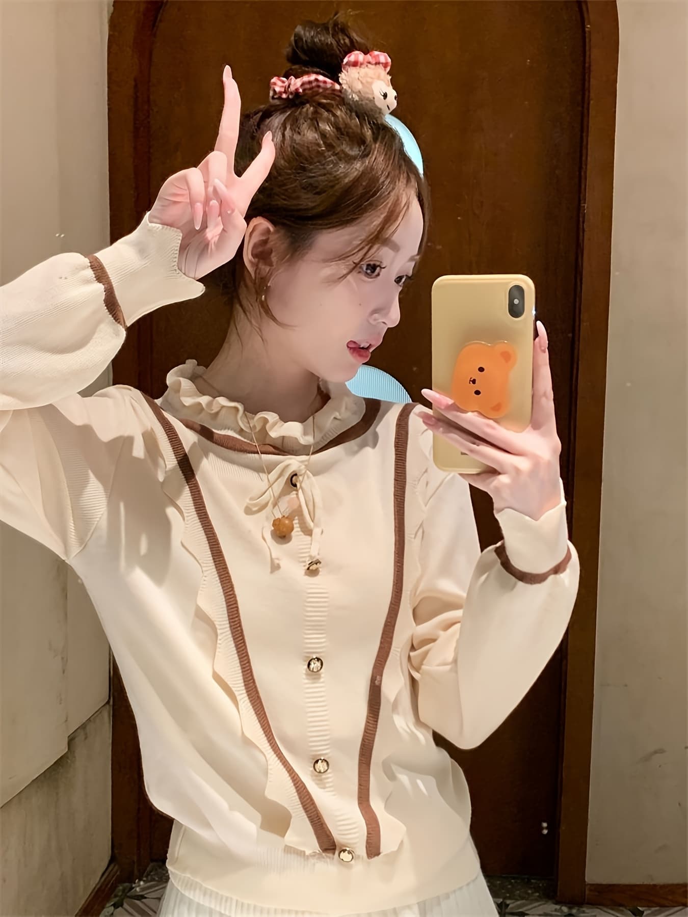 【今日このごろ押さえる、超買得30％OFF引き換え証、2度潮どき皆無】【25%OFF引き換え証あり】【フラウンスのど首】 編み物 トップス レディース 長袖 シュロの葉 パイピング プルオーバー モックネック ハイネック トップ メロウ パステル色の 伸ばすこと 好いたらしいめ 成年者