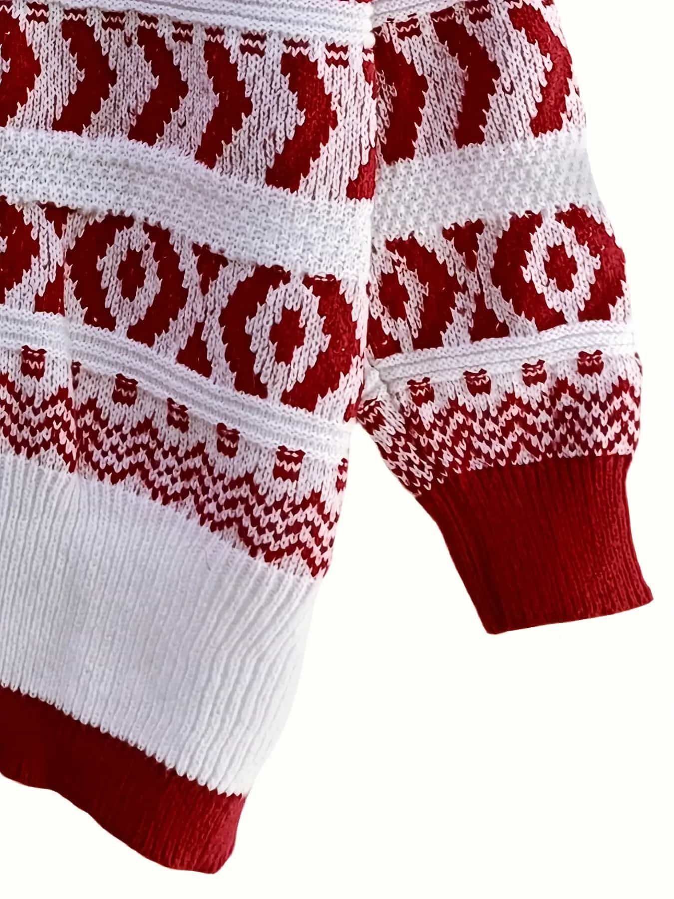 【全店通用25％OFFクーポン】【レトロ可愛い】クリスマス セーター レディース ニット トップス プルオーバー クルーネック 丸首 長袖 厚手 ノルディック柄 フェアアイル柄 総柄 バイカラー 赤 白 冬 暖かい 防寒 ゆ｜大森麗萱
