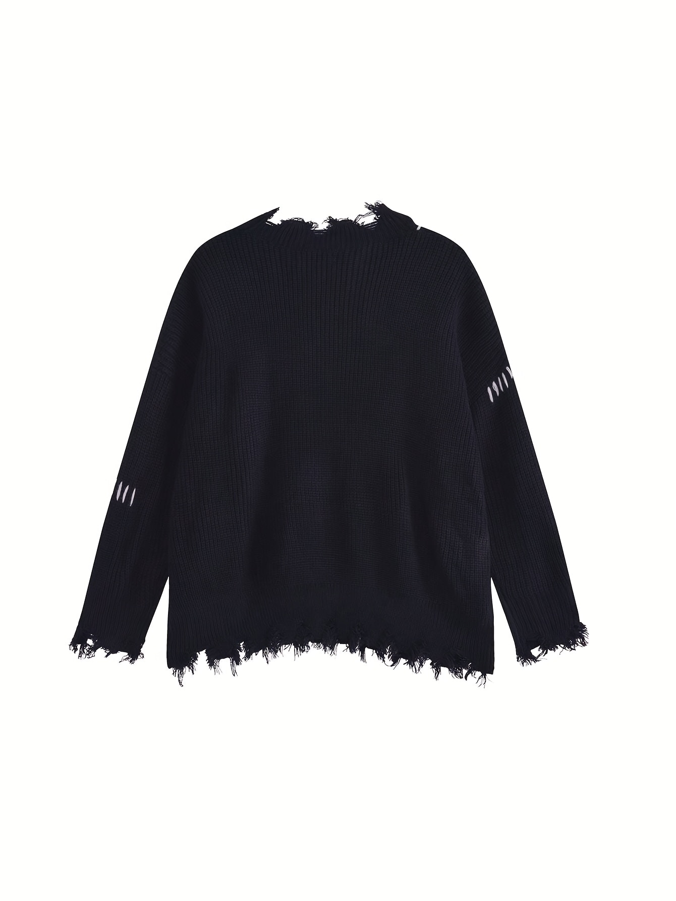 【全店通用25%OFFクーポン】ニット セーター レディース ダメージ加工 トップス オーバーサイズ ビッグシルエット ダメージニット プルオーバー クラッシュ 長袖 ざっくり クルーネック 丸首 ゆるニット ステッチ デザ|大森麗萱
