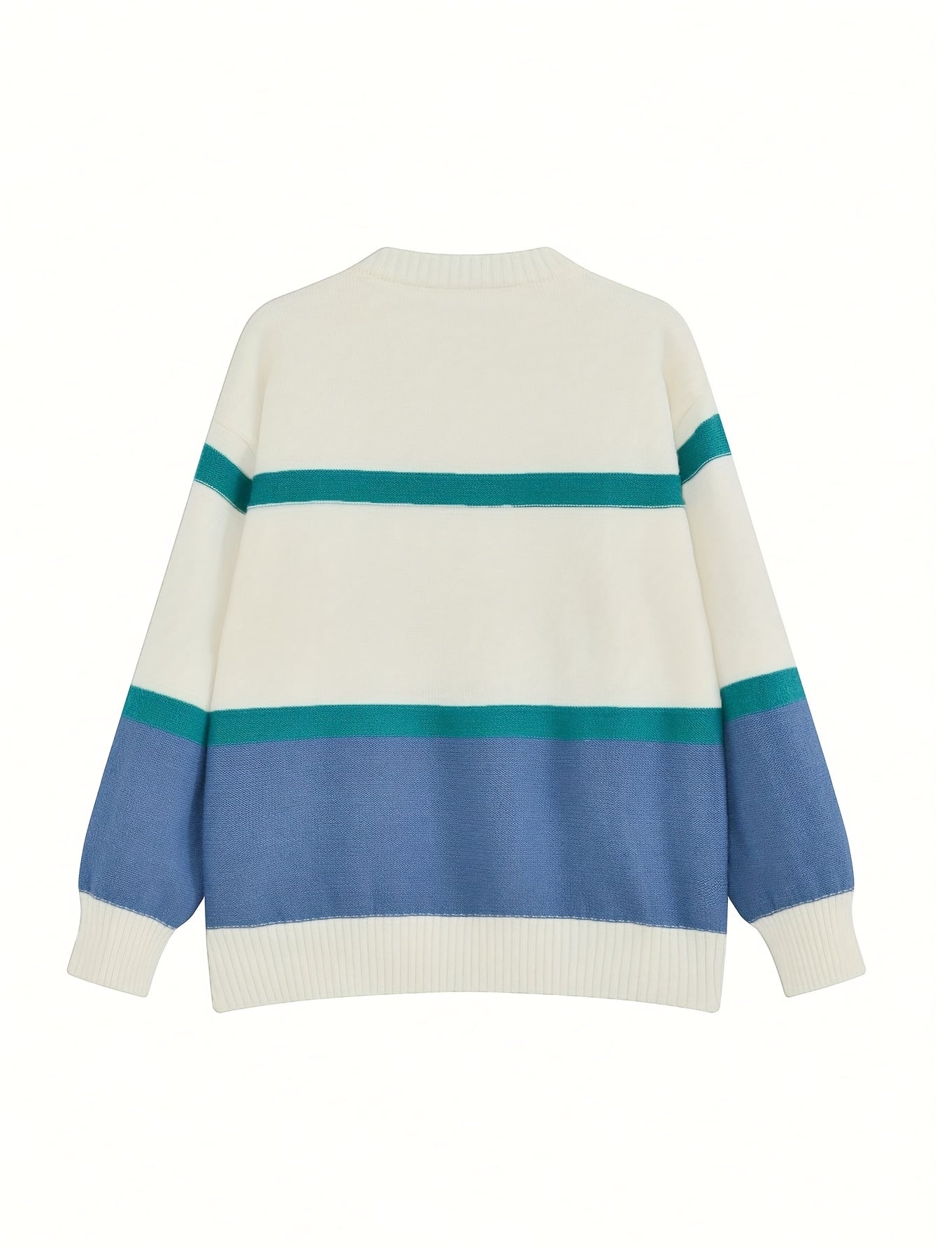 【全店通用25%OFFクーポン】【配色ボーダー】ニット セーター レディース プルオーバー トップス クルーネック 長袖 ボーダー柄 配色 もちもち 柔らかい 暖かい ゆったり オーバーサイズ ビッグシルエット ドロップショ|大森麗萱