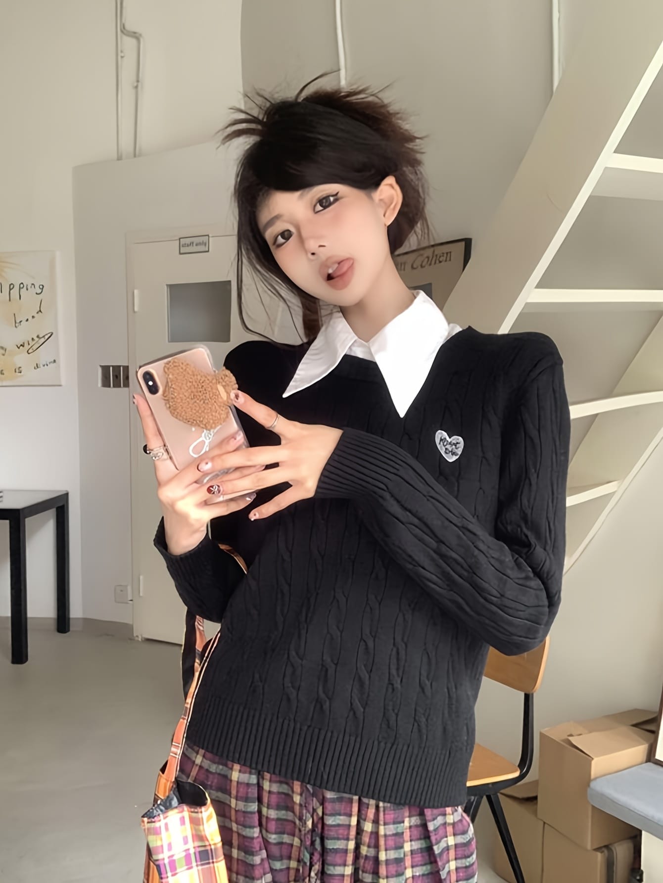 【全店通用25％OFFクーポン】【ハートワンポイント】ケーブルニット セーター レディース クルーネック ニット トップス ケーブル編み 丸首 プルオーバー 長袖 秋冬 春 暖かい カジュアル きれいめ 大人可愛い 韓国 フ｜大森麗萱