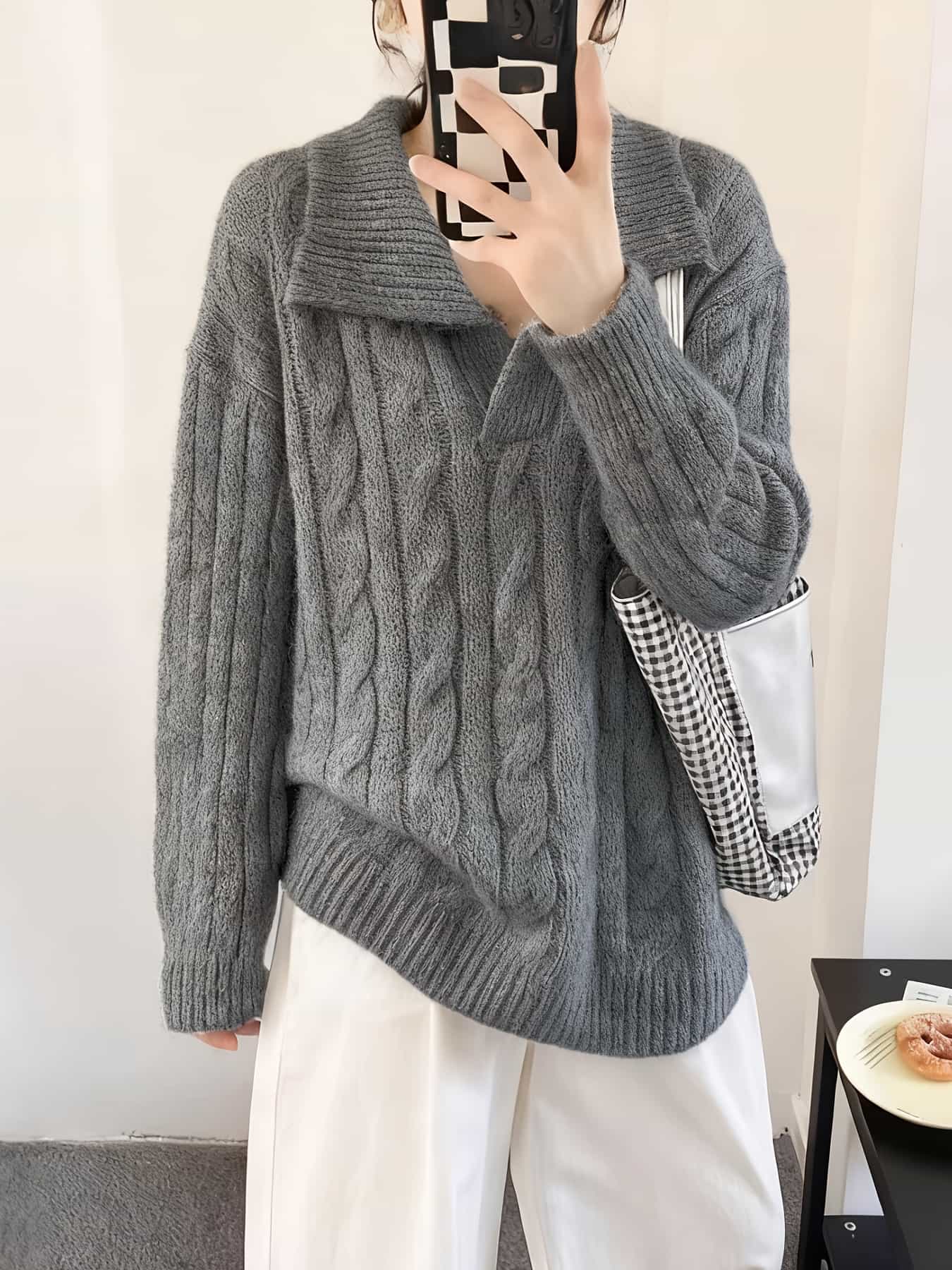 【全店通用25%OFFクーポン】ニット セーター レディース トップス 襟付き ケーブル編み ケーブルニット 長袖 スキッパー ポロ襟 プルオーバー ゆったり 大きいサイズ オーバーサイズ ビッグシルエット 体型カバー 着痩|大森麗萱