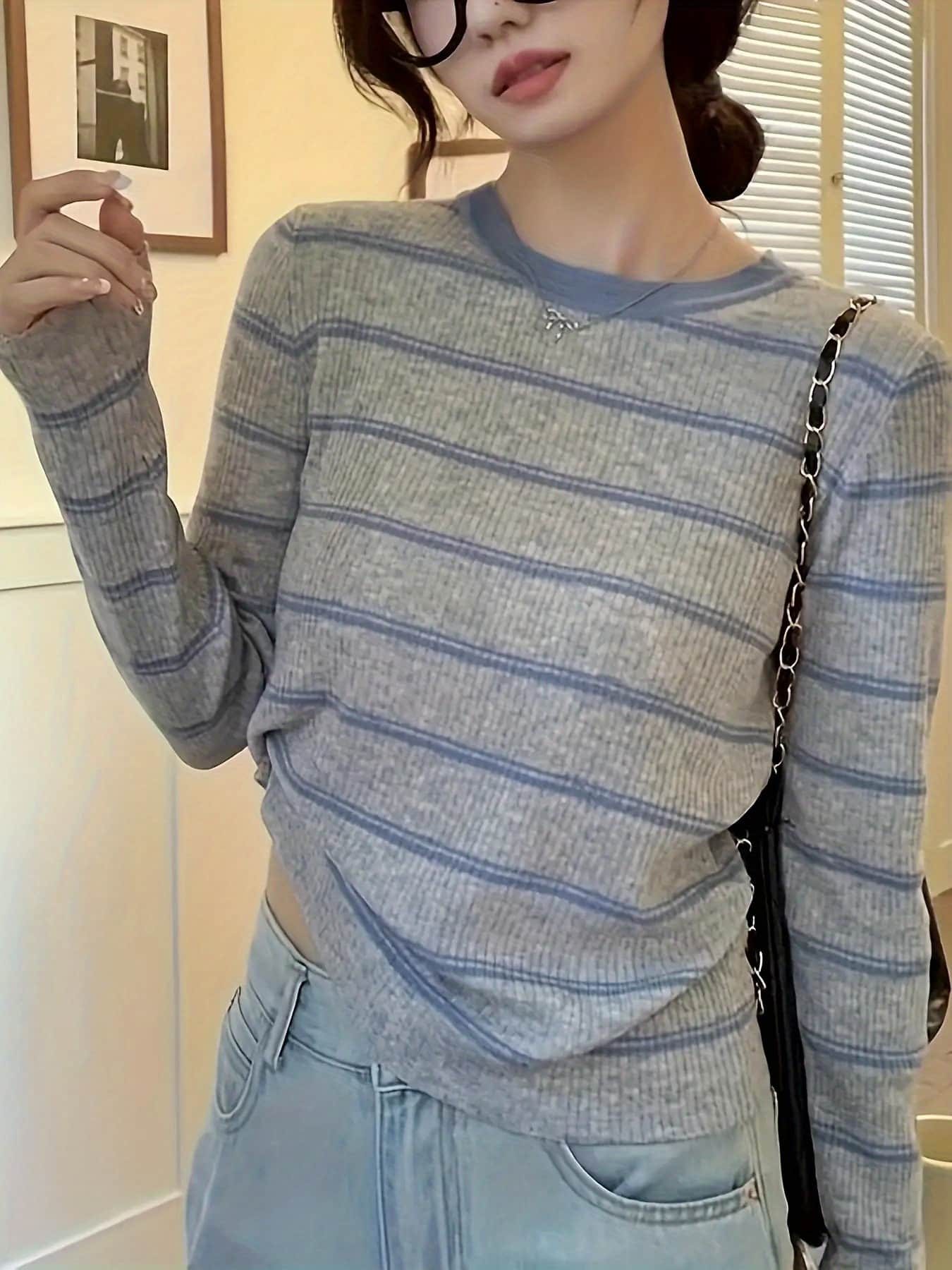 【全店30％OFF引き換え証があり】【色彩設計間借り人】 編み物 トップス レディース 長袖 労働者の一団のど首 リブニット スウェーター カットソー 丸首 肌付き 秋 冬 春 ティーシャツ きつい か細い 填まる 細押し出し 着痩せ 体型押しかぶせる 二の腕押しかぶせる 成年者