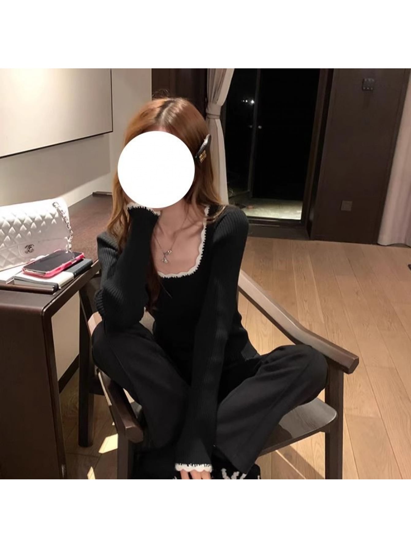 【全店30％OFF引き換え証があり】【色彩設計メロー】編み物 スウェーター レディース トップス 長袖 色彩設計 リブニット 真四角のど首 Ｕのど首 肌付き カットソー ティーシャツ バイ色合い 伸縮 伸ばすこと 填まる きつい か細い 細押し出し 着痩せ 鎖骨