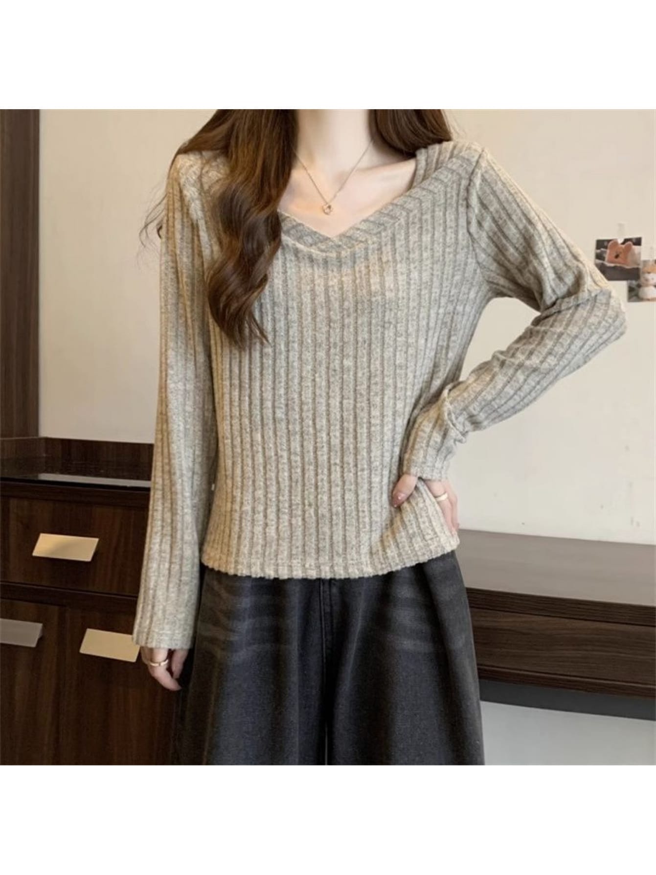 【全店30％OFF引き換え証があり】【デコルテもの言う花】 真四角のど首 ハート型のど首 カットソー レディース 長袖 リブニット トップス 生あたたかい 起毛感 杢 メランジ 肌付き ロンT ティーシャツ パステル色の 伸ばすこと 伸縮性 無地 分かりやすい 成年者 きれ
