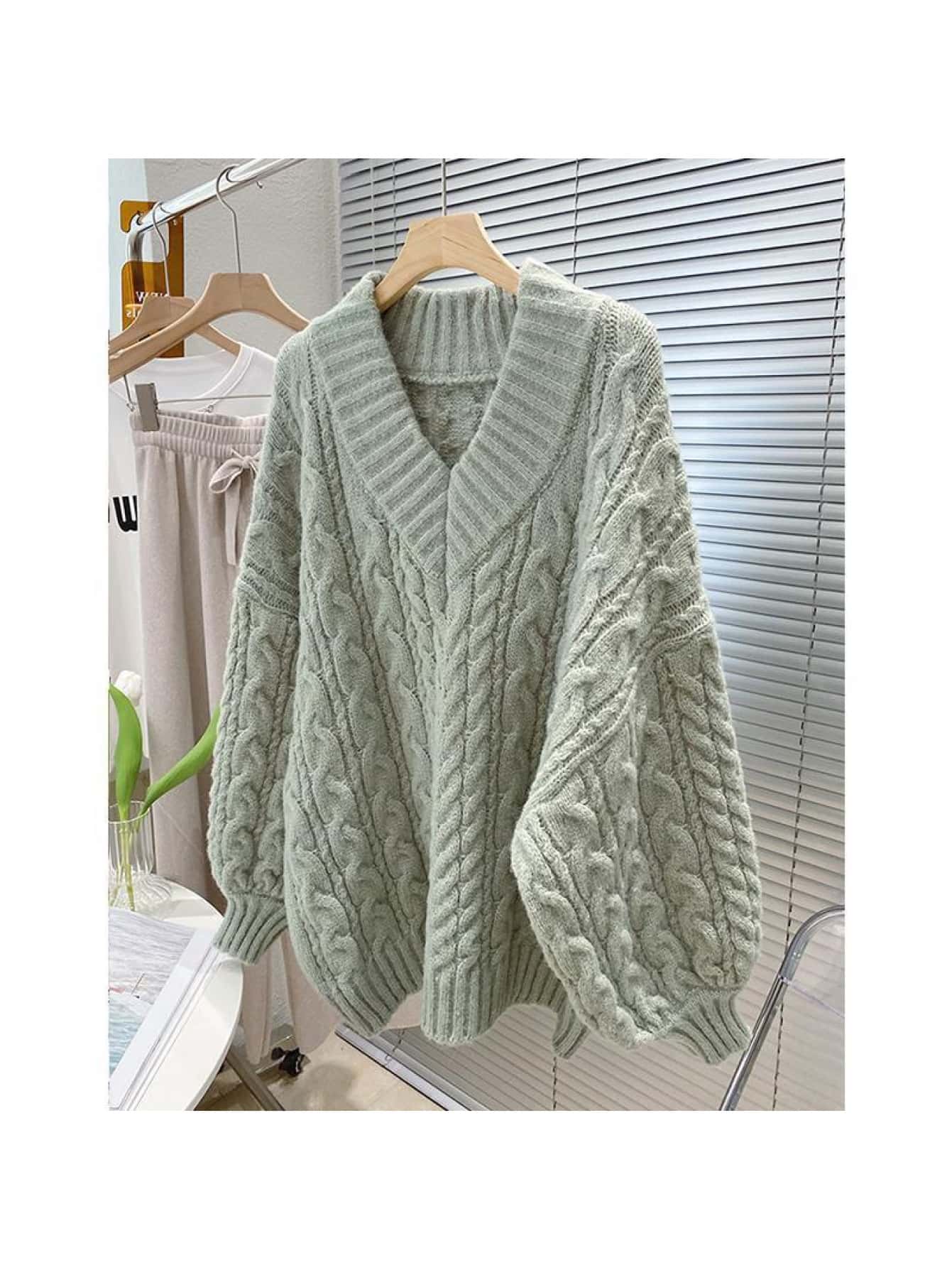 【全店30％OFF引き換え証があり】【ざっくり編み】編み物 スウェーター Vのど首 レディース トップス 有線テレビ編み 有線テレビ編み物 長袖 ビッグ影ぼうし 厚地の外套大きさ ティーシャツ 朦々たる 生あたたかい 防寒 体型押しかぶせる 着痩せ 二の腕押しかぶせる 小顔成り行き 大