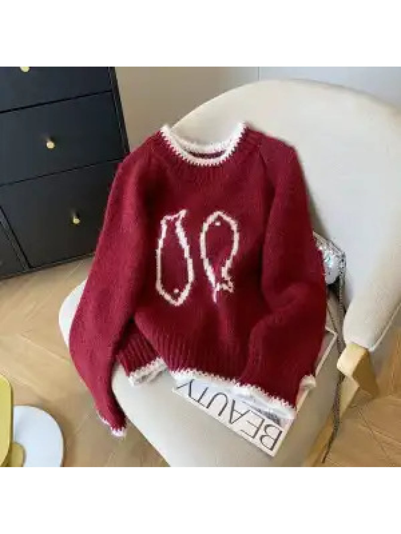 【全店30％OFFクーポンがあり】【新作】ニット セーター レディース トップス 秋冬 長袖 クルーネック 丸首 プルオーバー ゆるニット 配色 バイカラー 魚 アニマル柄 ゆったり 大きいサイズ ビッグシルエット 体型カバー 二の腕カバー 着痩せ｜大森麗萱