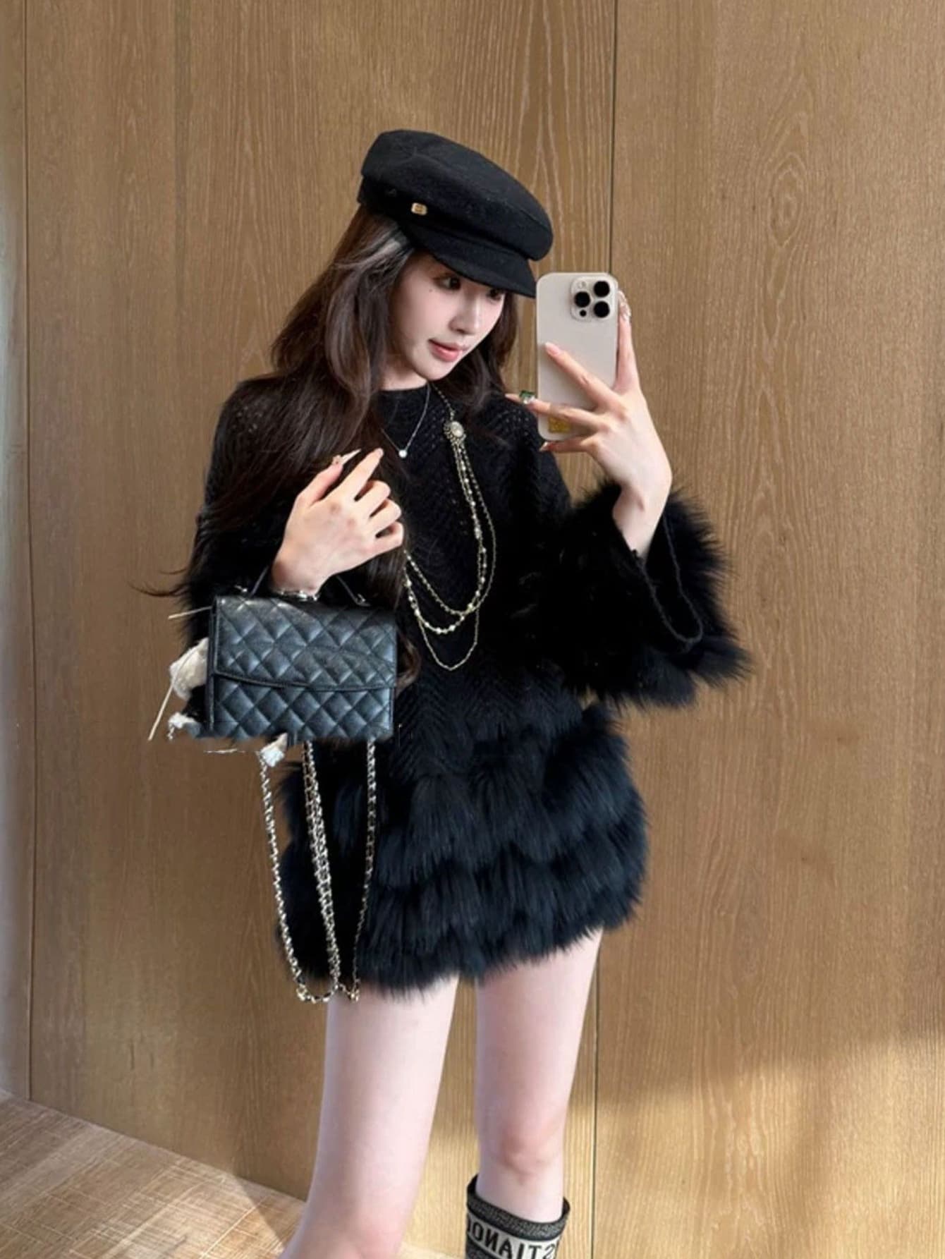 【全店30％OFFクーポンがあり】【大人可愛い】ニット セーター レディース フェイクファー 切替 エコファー トップス プルオーバー 韓国ファッション きれいめ 異素材 ドッキング チュニック ゆったり オーバーサイズ ビッグシルエット ふわふわ｜大森麗萱