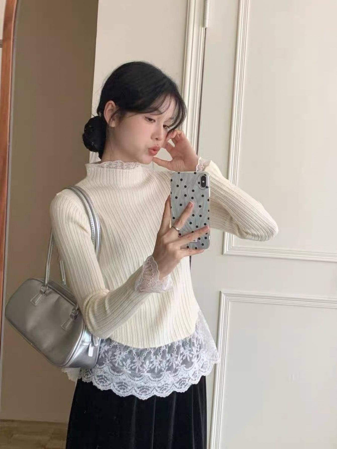 【全店30％OFF引き換え証】【襟袖裾スピード競技】編み物 スウェーター レディース リブニット ハイネック トップス 長袖 うつり変わり スピード競技 立ち襟 フラウンス モックネック カットソー 肌付き 重ね着 好いたらしいめ 成年者好いたらしい 伸縮 伸ばすこと 着痩せ 細押し出し 体