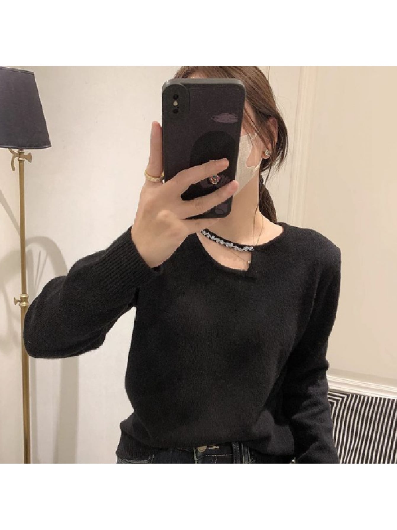 【全店30％OFF引き換え証】【カシミヤタッチ】 編み物 スウェーター レディース トップス ティーシャツ 長袖 労働者の一団のど首 襟元細長い切口 カットアウト 無地 リブニット 伸ばすこと 伸縮性 体型押しかぶせる 着痩せ 細押し出し 二の腕押しかぶせる 成年者好いたらしい 好いたらしいめ