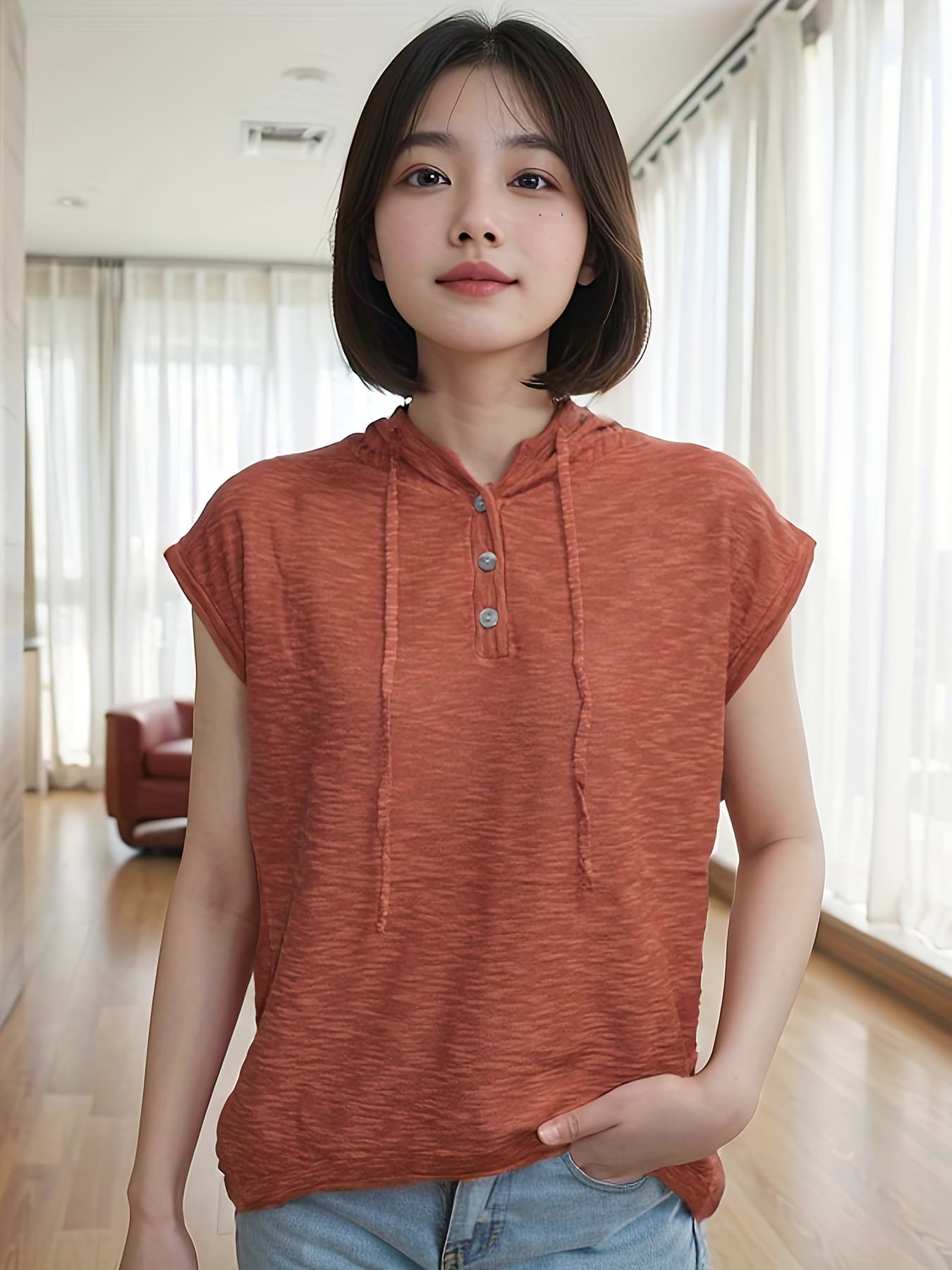 【全店30％OFF引き換え証】パーカー レディース 夏 半袖 フレンチ捩り カットソー トップス ボンネット付き添い人 ヘンリーのど首 名取り草 ティーシャツ ゆったり 体型押しかぶせる 二の腕押しかぶせる 伸ばすこと 伸縮性 薄っぺら 冷やりとした 心地よい 好いたらしいめ 成年者可愛