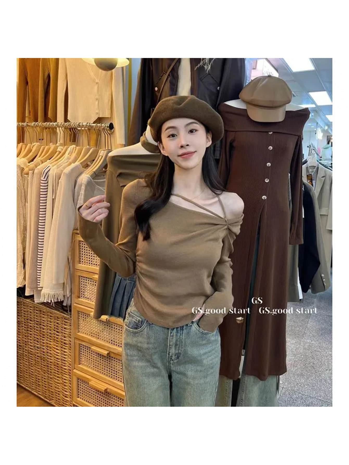 【全店通用25%OFFクーポン】【アシンメトリー】オフショルダー ニット レディース セーター 肩出し トップス アシメ ワンショル リブニット 長袖 タイト スリム フィット 伸縮性 ストレッチ 柔らかい 無地 着痩せ 細見え デコルテ 鎖骨見え|大森麗萱