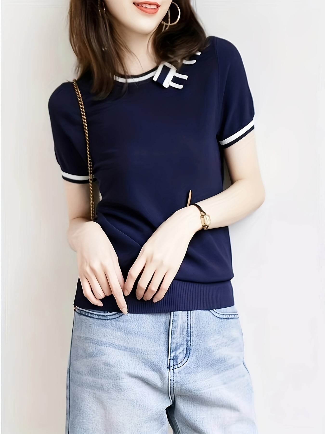 【全店30％OFF引き換え証】【成年者好いたらしい】 炎節編み物 レディース 半袖 トップ シュロの葉 トップス 色彩設計 ニットソー ひんやり 当たること冷感 冷やりとした Ｔシャツ カットソー ティーシャツ 丸襟 労働者の一団のど首 清楚 好いたらしいめ 執務室心地よい 通い O