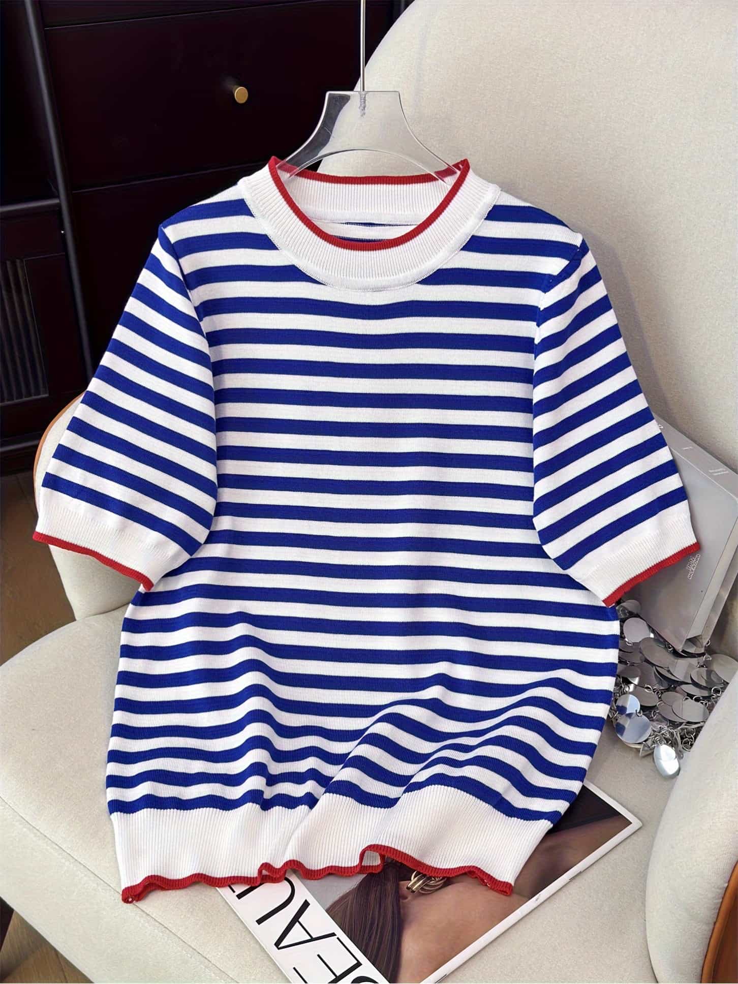【全店30％OFF引き換え証】【色彩設計間借り人】炎節編み物 レディース プルオーバー 半袖 五分袖 トップス 間借り人柄 カットソー ニットソー ティーシャツ 丸首 労働者の一団のど首 色彩設計 冷やりとした 薄っぺら パステル色の 体型押しかぶせる 二の腕押しかぶせる 着痩せ 細押し出し ゆっ
