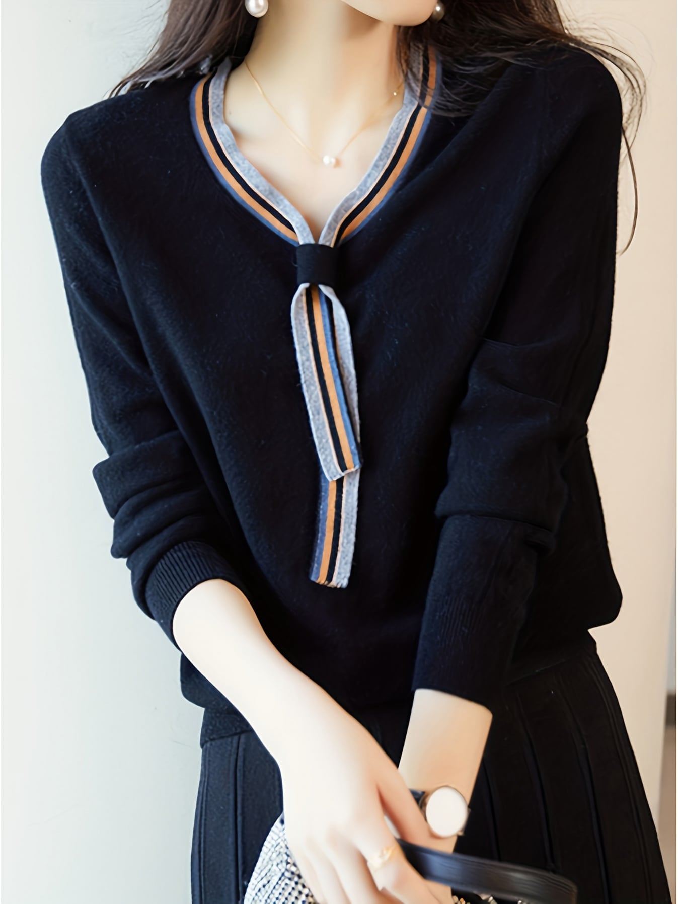 【全店30％OFF引き換え証】編み物 トップス レディース 長袖 Vのど首 洋弓引き分け 風 引き分け付 シュロの葉 色彩設計 生産ライン スウェーター ティーシャツ 伸縮 伸ばすこと パステル色の もっちり 体型押しかぶせる 着痩せ 細押し出し 割れ易い押し出し 執務室 通い OL 御役目 事務