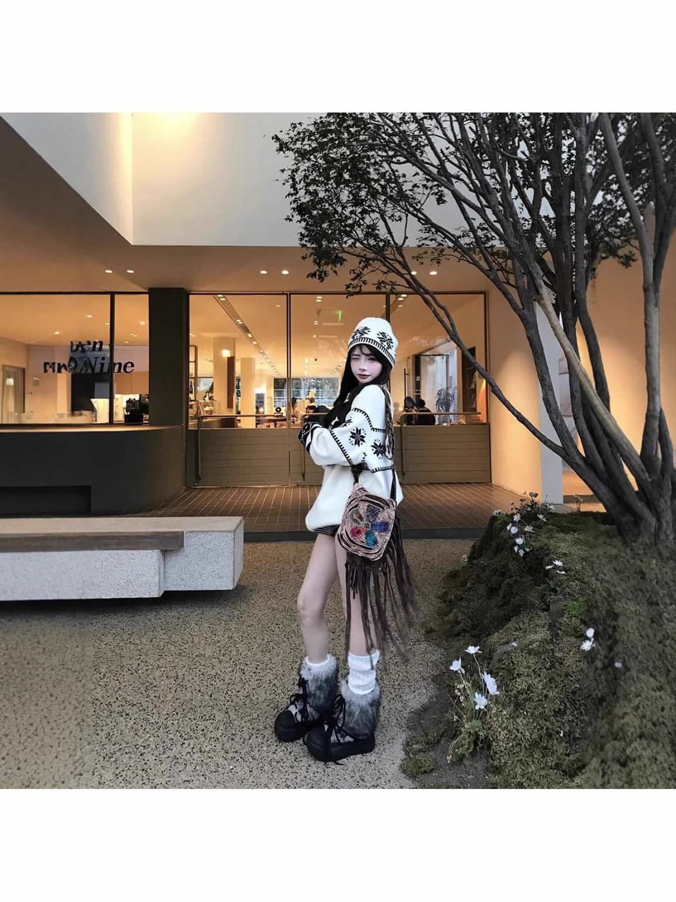 【全店通用25％OFFクーポン】【レトロ可愛い】ニット セーター レディース トップス フェアアイル柄 ジャガード ノルディック クルーネック 丸首 プルオーバー 長袖 ゆったり オーバーサイズ ビッグシルエット 韓国ファッション カジュアル ゆるニ｜大森麗萱