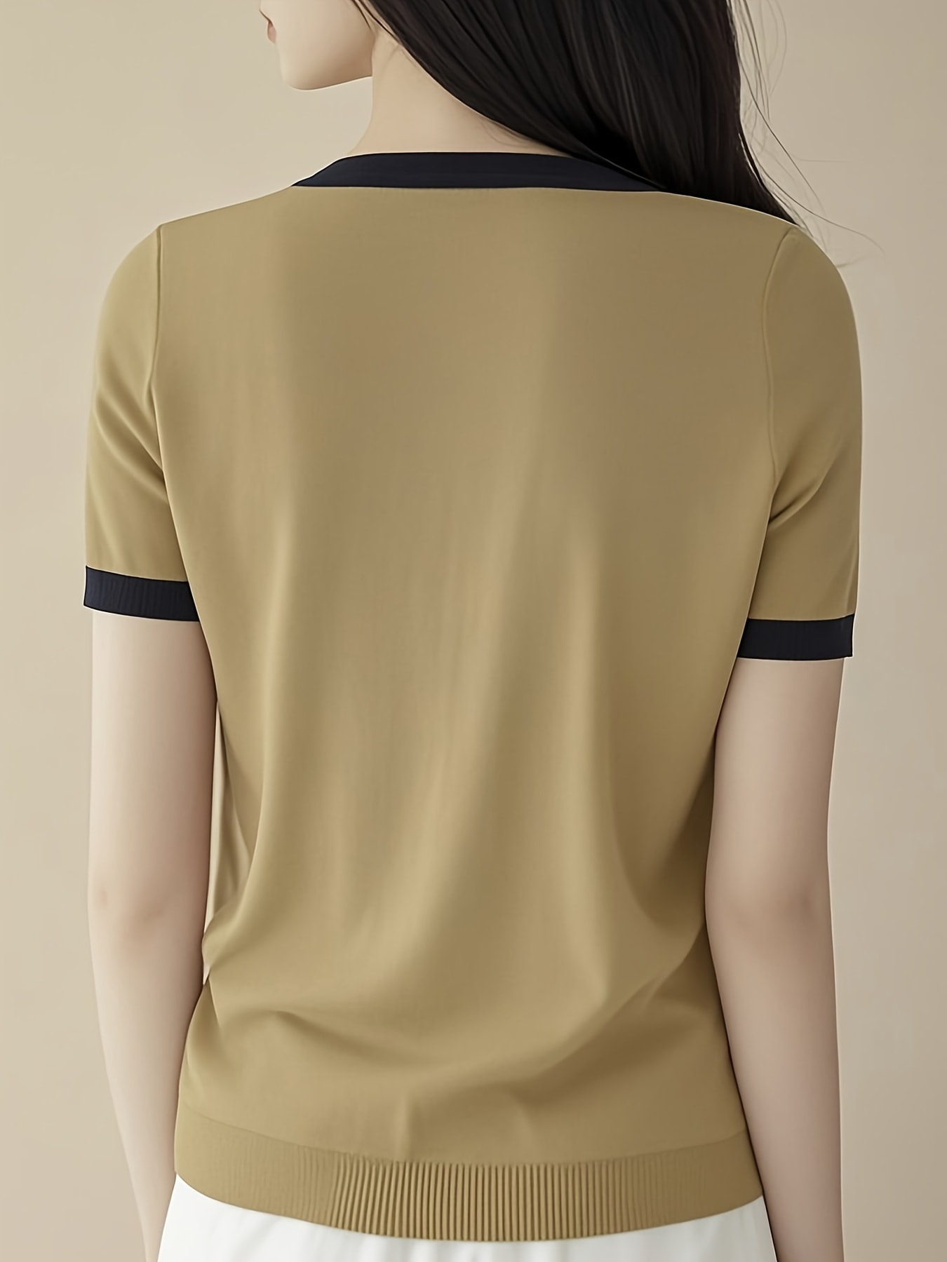 【全店30％OFF引き換え証】炎節編み物 レディース 半袖 Vのど首 バイ色合い カットソー トップ 色彩設計 トップス 当たること冷感 ティーシャツ 5分袖 ｔプルオーバー ゆったり 体型押しかぶせる 二の腕押しかぶせる 着痩せ 細押し出し たわい無い 洗える 好いたらしいめ オフィスカ