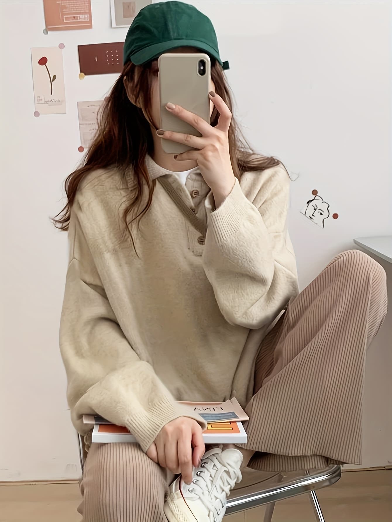 【全店通用25%OFFクーポン】【襟付きニット】ポロニット セーター レディース トップス プルオーバー 長袖 無地 オーバーサイズ ビッグシルエット ドロップショルダー ゆるニット カットソー 襟付きトップス ポロシャツ風 体型カバー 着痩せ 細見|大森麗萱