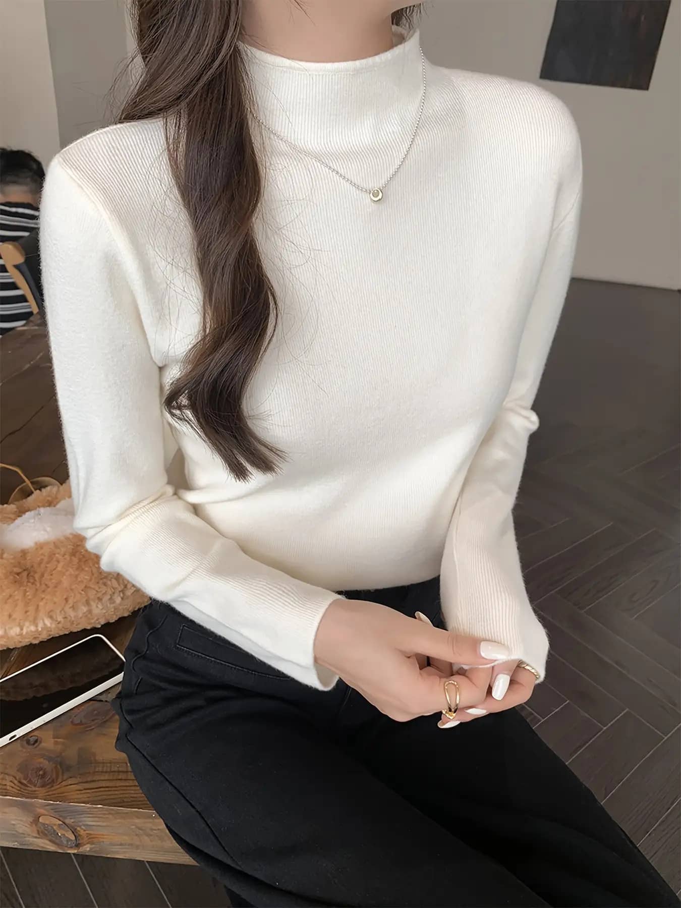 【全店通用25%OFFクーポン】【柔らかな肌触り】 ニット レディース ハイネック セーター リブニット トップス 長袖 ボトルネック プルオーバー タートルネック タイト スリム フィット ストレッチ 伸縮性 着痩せ 細見え 華奢見え チクチクしな|大森麗萱