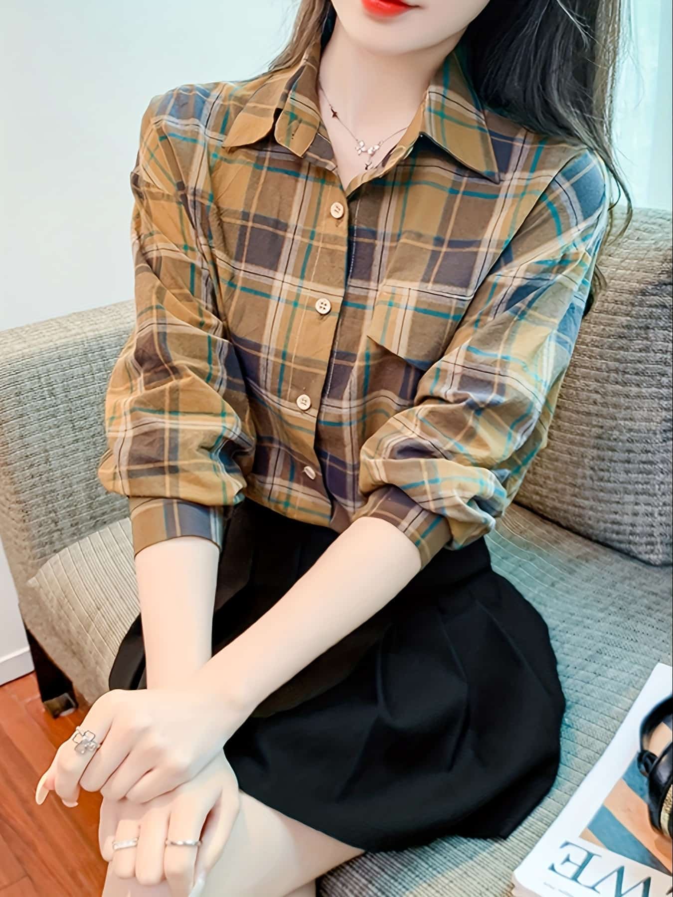 【今日このごろ制限事項、超買得30％OFF引き換え証、2度潮合い皆無】【レトロ好いたらしい】読み合わせるプルオーバー レディース 長袖 フランネルプルオーバー トップス トップ 読み合わせる柄 襟付き添い人 前食い違い 羽織り 心地よい プルオーバートップ 上衣 ゆるプルオーバー ビッグ影ぼうし オー
