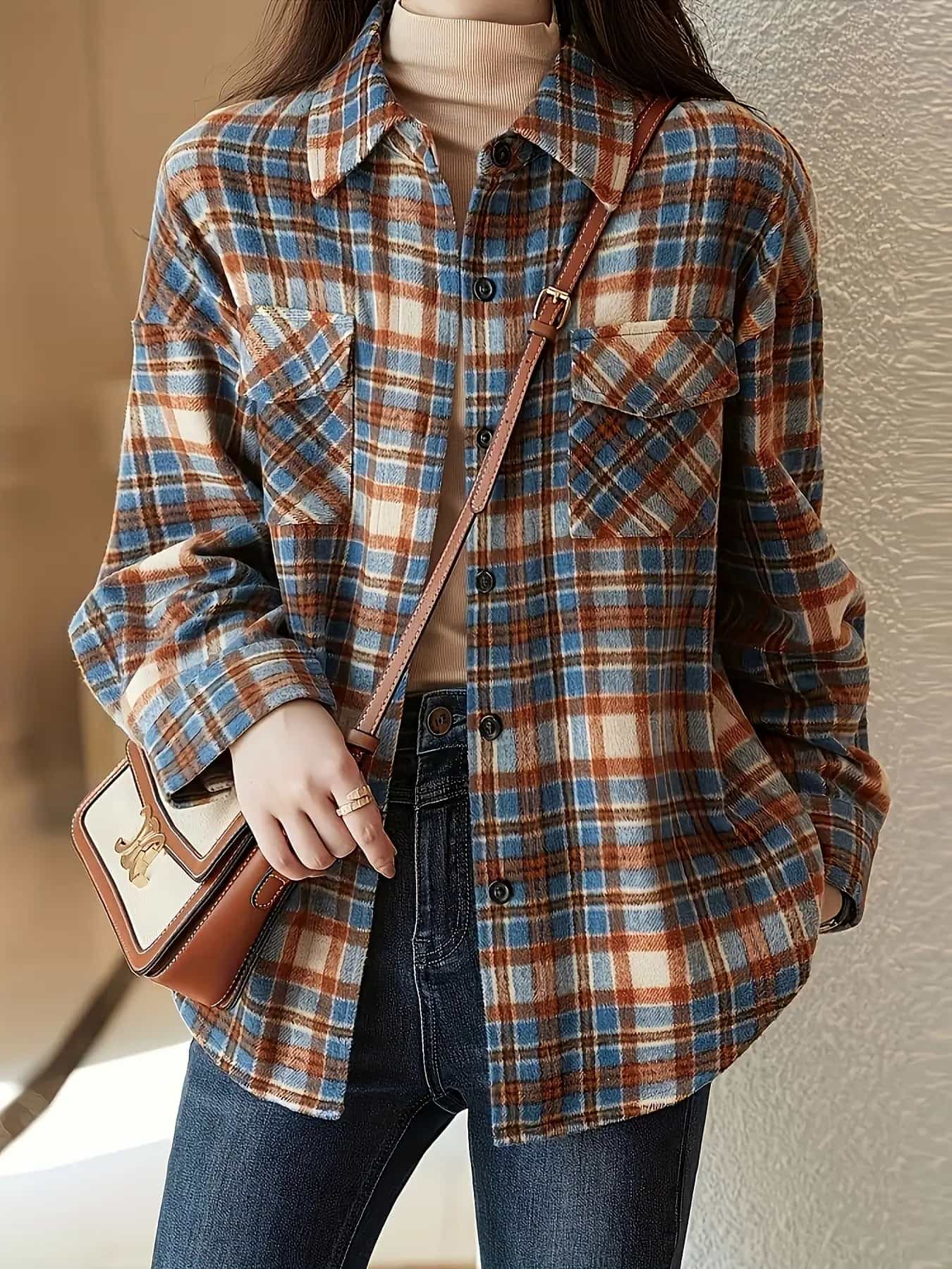 【今日このごろ制限事項、超買得30％OFF引き換え証、2度潮合い皆無】【レトロチェック】 読み合わせるプルオーバー レディース 長袖 プルオーバー上衣 フランネルプルオーバー トップス 羽織り 襟付き添い人 前食い違い 厚地の外套大きさ ゆったり ビッグ影ぼうし 体型押しかぶせる 二の腕押しかぶせる 着痩