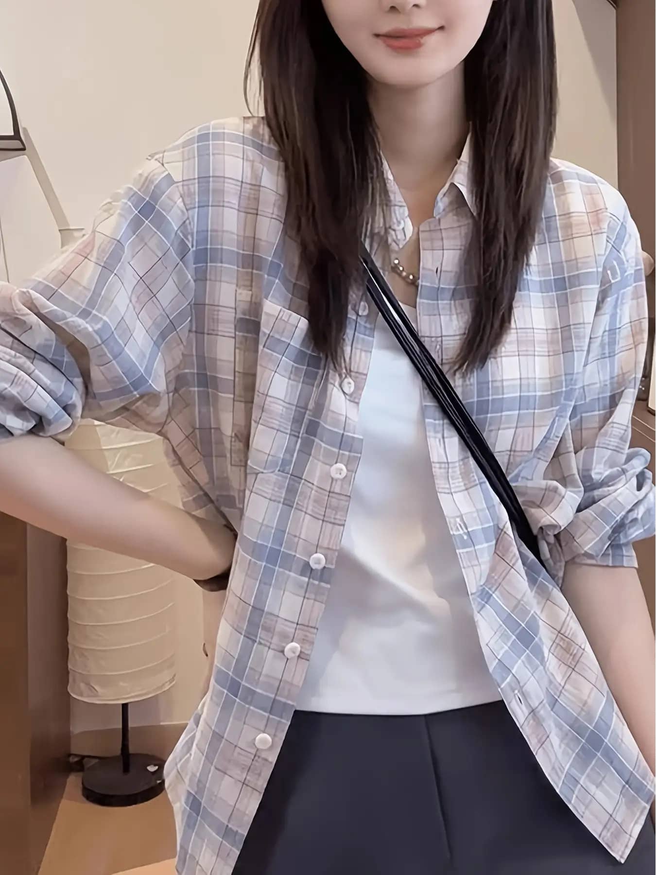 【今日このごろ押さえる、超買得30％OFF引き換え証、2度潮どき皆無】照合のしるしプルオーバー レディース トップ 長袖 プルオーバー 羽織り 春 夏 秋 照合のしるし柄 ギンガム照合のしるし トップス フランネルプルオーバー ゆる影ぼうし ゆったり 大層らしい大きさ ビッグ影ぼうし 体型河馬
