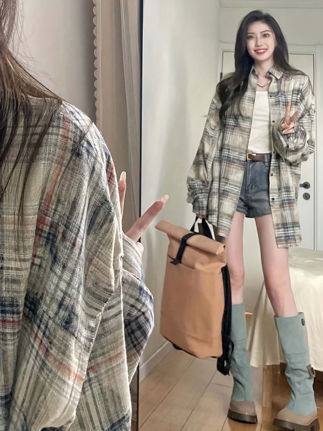 【今日このごろ押さえる、超買得30％OFF引き換え証、2度潮どき皆無】【レトロチェック】 照合のしるしプルオーバー レディース 長袖 フランネルプルオーバー トップ 羽織り プルオーバー上衣 ライトアウター 大層らしい大きさ ビッグ影ぼうし ゆる影ぼうし ゆったり 体型取りまかなう お