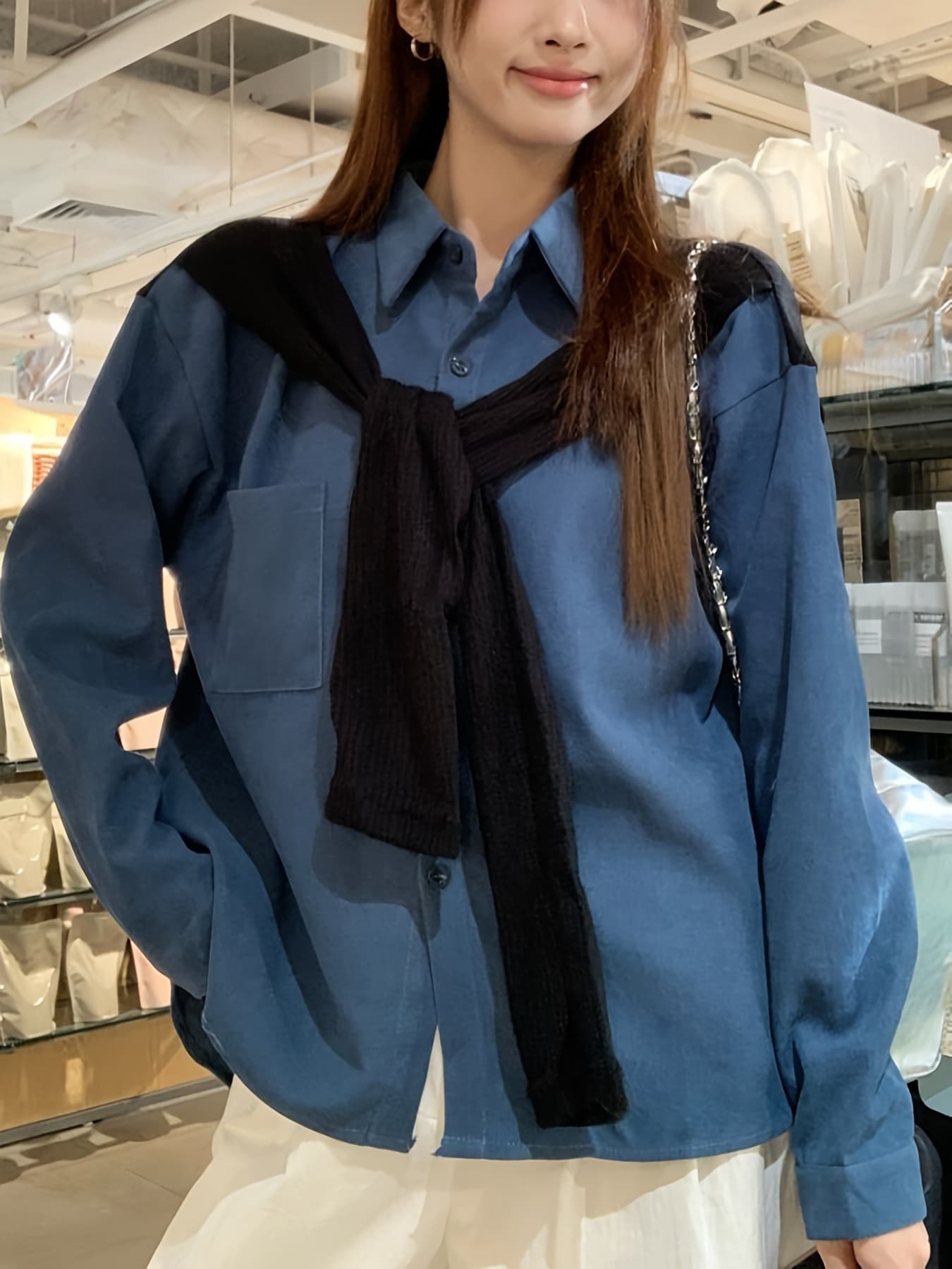 【今日このごろ制限事項、超買得30％OFFクーポン券、2度汐どき皆無】【重ね着風】 トップ ティーシャツ レディース トップス 長袖 襟付き添い人 レトロ 色彩設計 うつり変わり 膝掛け風 フェイクレイヤード 胸隠し 名取り草ティーシャツ 前車のドア ビッグ影ぼうし 大層らしい大いさ ゆった