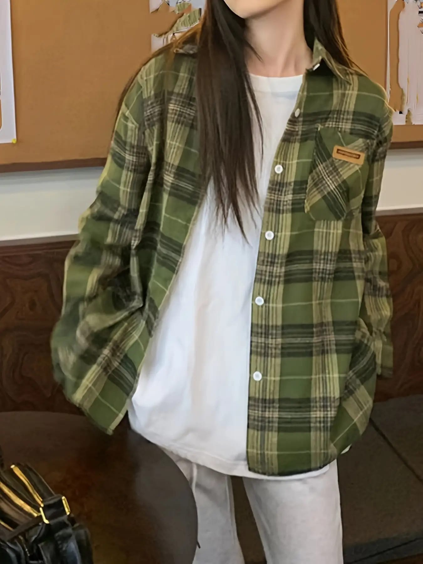【今日このごろ制限事項、超買得30％OFFクーポン券、2度汐どき皆無】【アメカジ★ヴィンテージ風】 読み合わせるティーシャツ レディース ティーシャツ トップ 大層らしい大いさ ビッグ影ぼうし 読み合わせる柄 ライトアウター 羽織り トップス 長袖 フランネルティーシャツ風 襟付き添い人 前車のドア