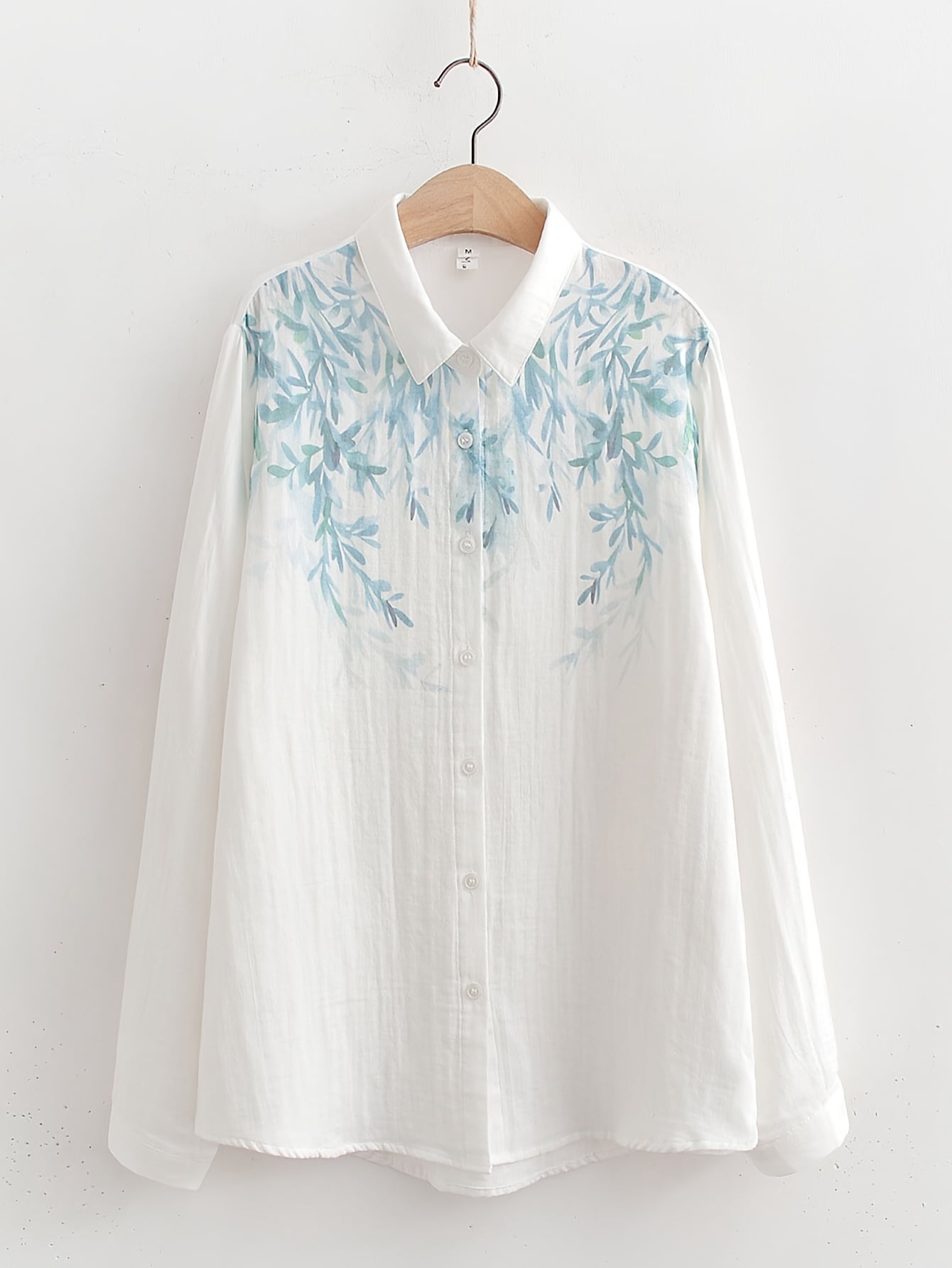 【全店30％OFF引き換え証があり】【ダブルガーゼ】トップ レディース プルオーバー 長袖 花柄 岩礁柄 ボタニカル 水彩画風 刷り上げる トップス 襟付き添い人 前食い違い 名取り草 ゆったり 気が大きい大きさ 体型押しかぶせる 着痩せ 二の腕押しかぶせる パステル色の 肌に人懐っこい 綿