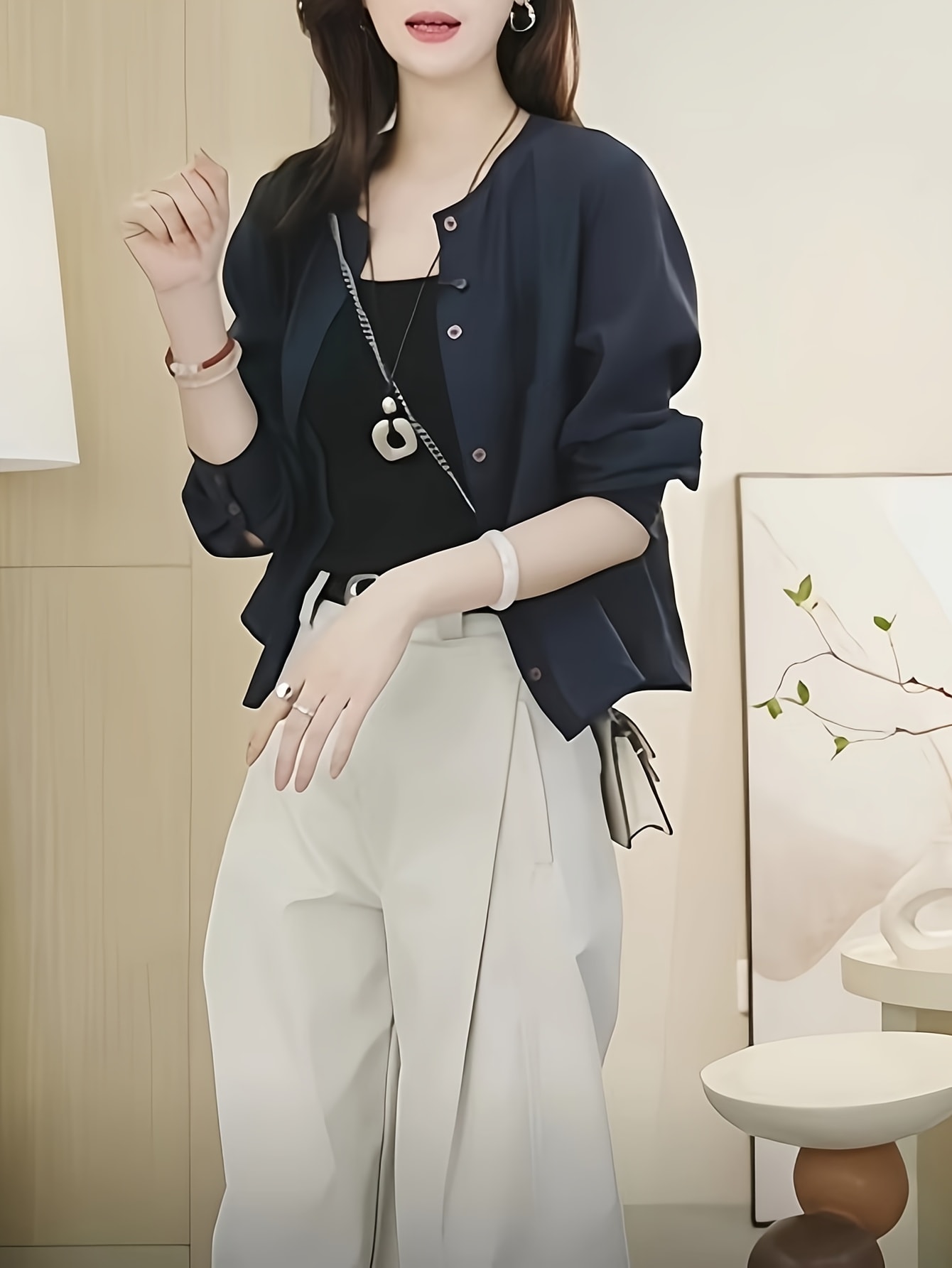 【全店30％OFF引き換え証】【UV打つ手/冷房装置打つ手】 シアーシャツ トップ レディース 長袖 薄っぺら 羽織り ジレー トップス プルオーバー シアー 透け感 襟なし 否色合い ダンス楽隊色合い 前食い違い ゆったり 体型押しかぶせる 二の腕押しかぶせる 着痩せ 冷やりとした