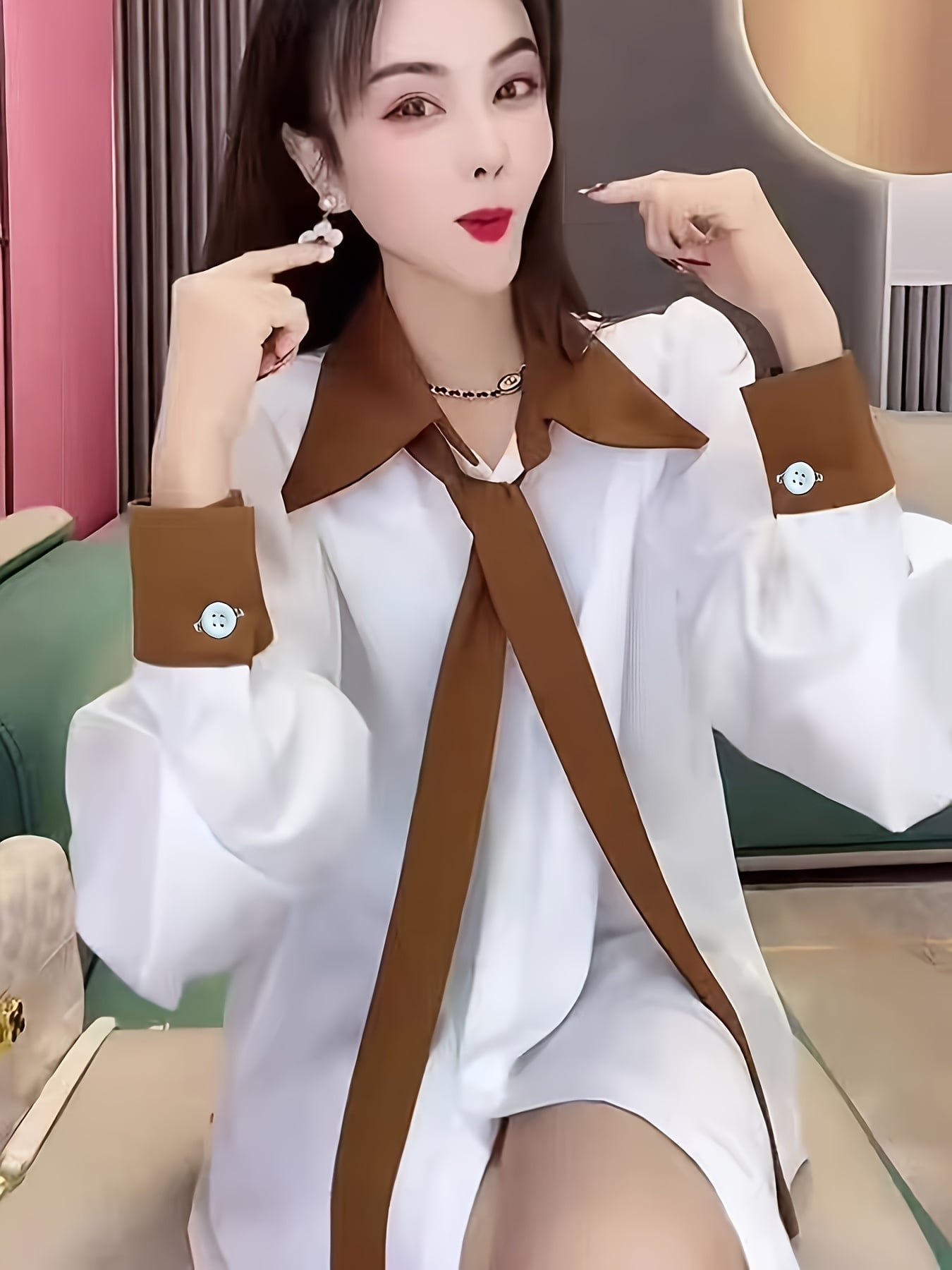 【全店30％OFF引き換え証】トップ レディース 半袖 襟付き添い人 フラウンス 縞模様柄 プルオーバー トップス