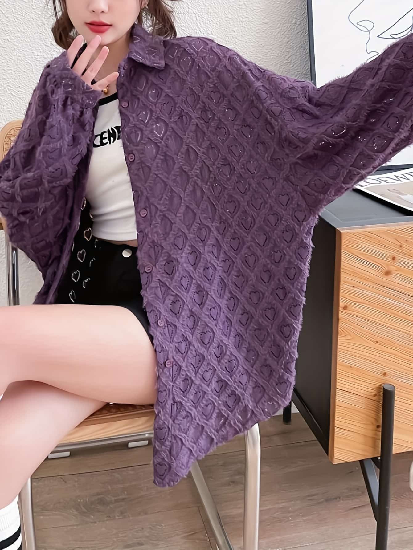 【全店30％OFF引き換え証】【ハートジャガード】トップ レディース 長袖 ハート型柄 シアー プルオーバー トップス 厚地の外套大きさ 透け感 羽織り 紫外線打つ手 日焼押しとどめる 冷房装置打つ手 体型押しかぶせる 着痩せ 二の腕押しかぶせる 今めかしい 好いたらしい 心地よい 春 夏