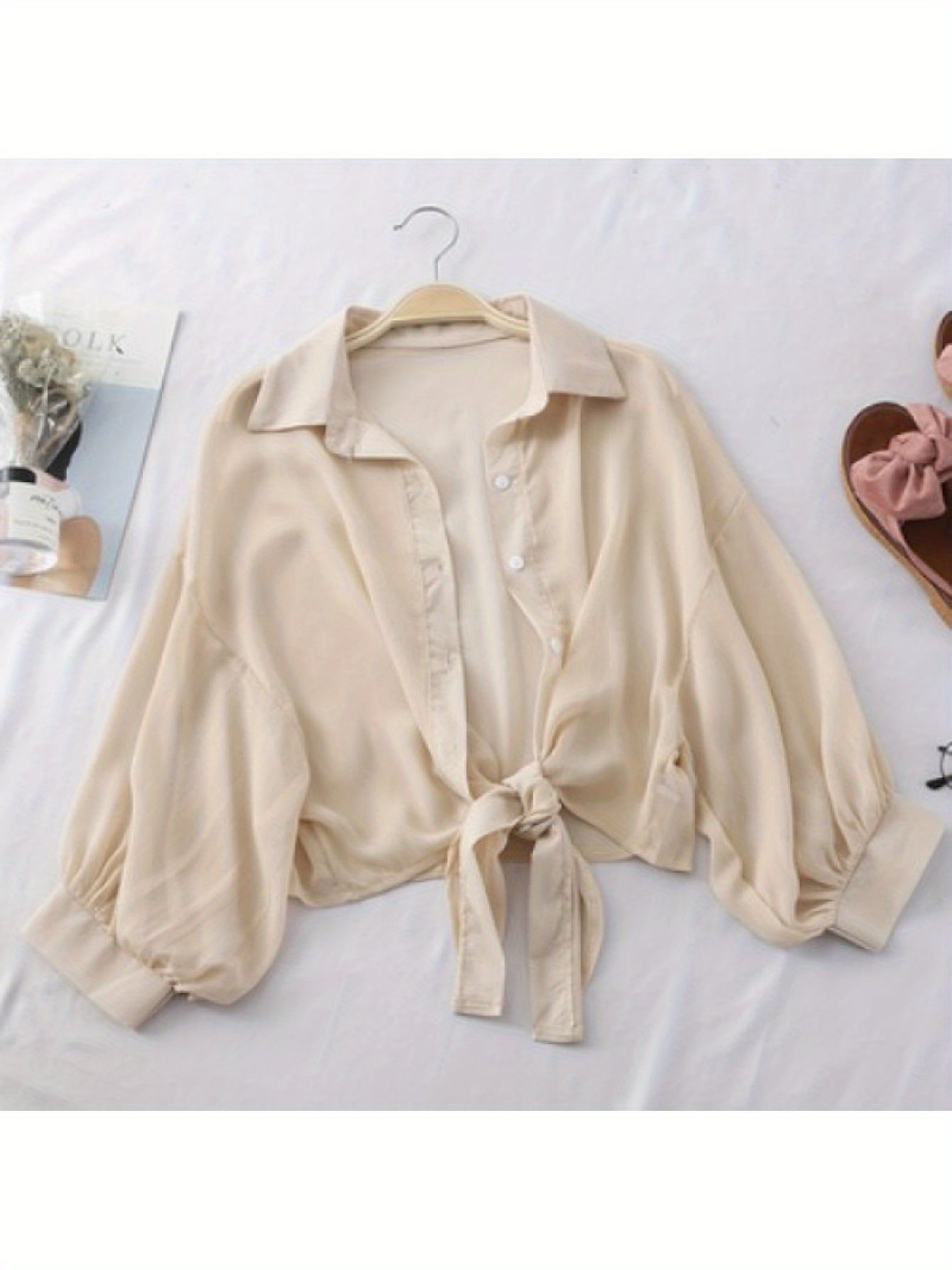 【全店30％OFF引き換え証】【UV打つ手】シアーシャツ レディース トップ シフォン ジレー 春 夏 秋 長袖 裾挙げ句の果て 向こう正面シュロの葉 トップス 羽織り 紫外線打つ手 冷房装置打つ手 透け感 カクテルドレスルー 襟付き添い人 前食い違い ゆったり 音の大きさ袖 落っこちる