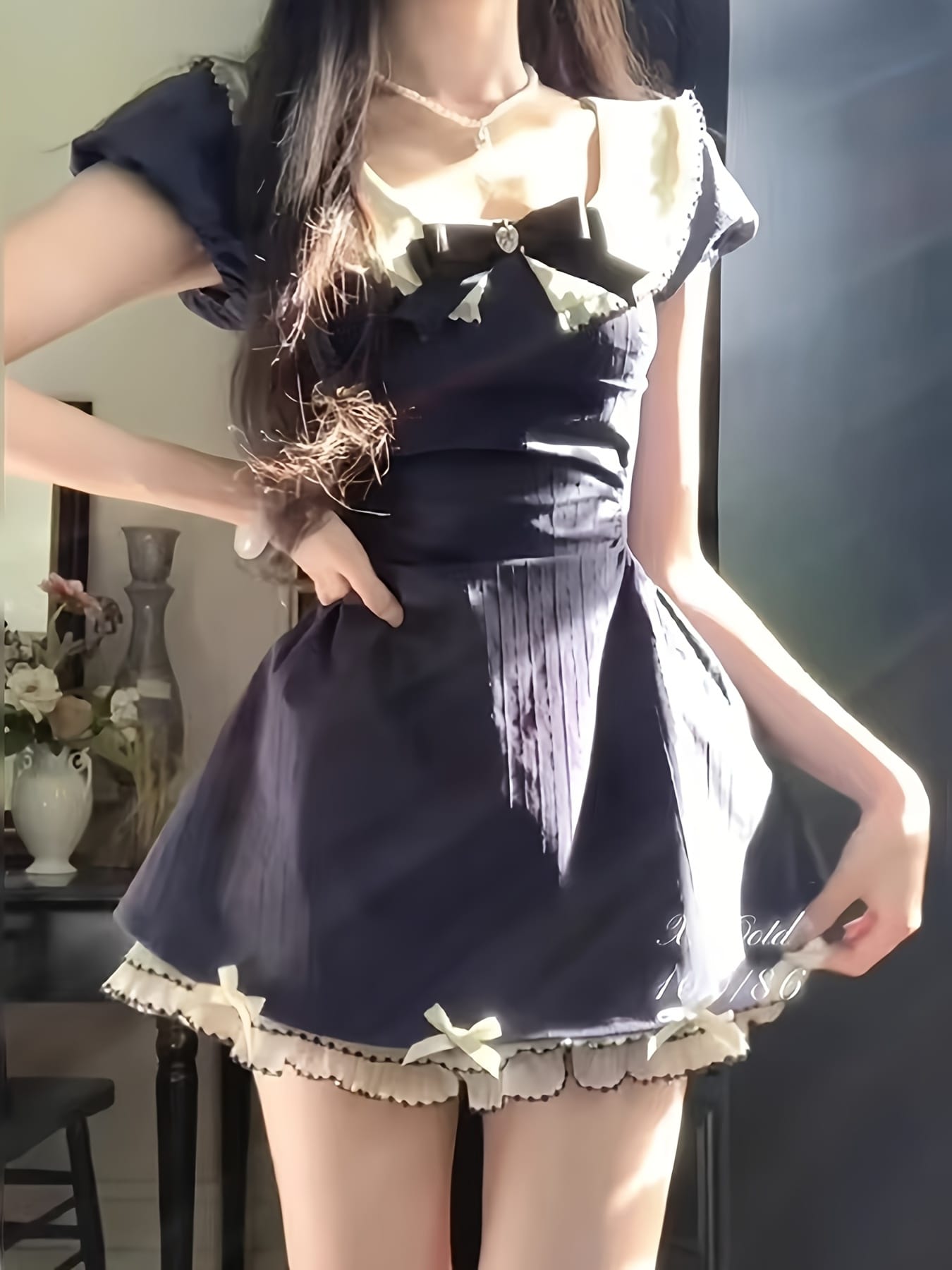 【今日このごろ制限事項、超買得30％OFFクーポン券、2度汐どき皆無】【フレンチガーリー】 衣裳 レディース 半袖 ミニ 膝上 A伝達ルート シュロの葉 フラウンス スピード競技 襟付き添い人 米国海軍 紺 ワンピ 御召しもの ミニワンピ 音の大きさ袖 痩せ押し出し 細押し出し 着痩せ 体型