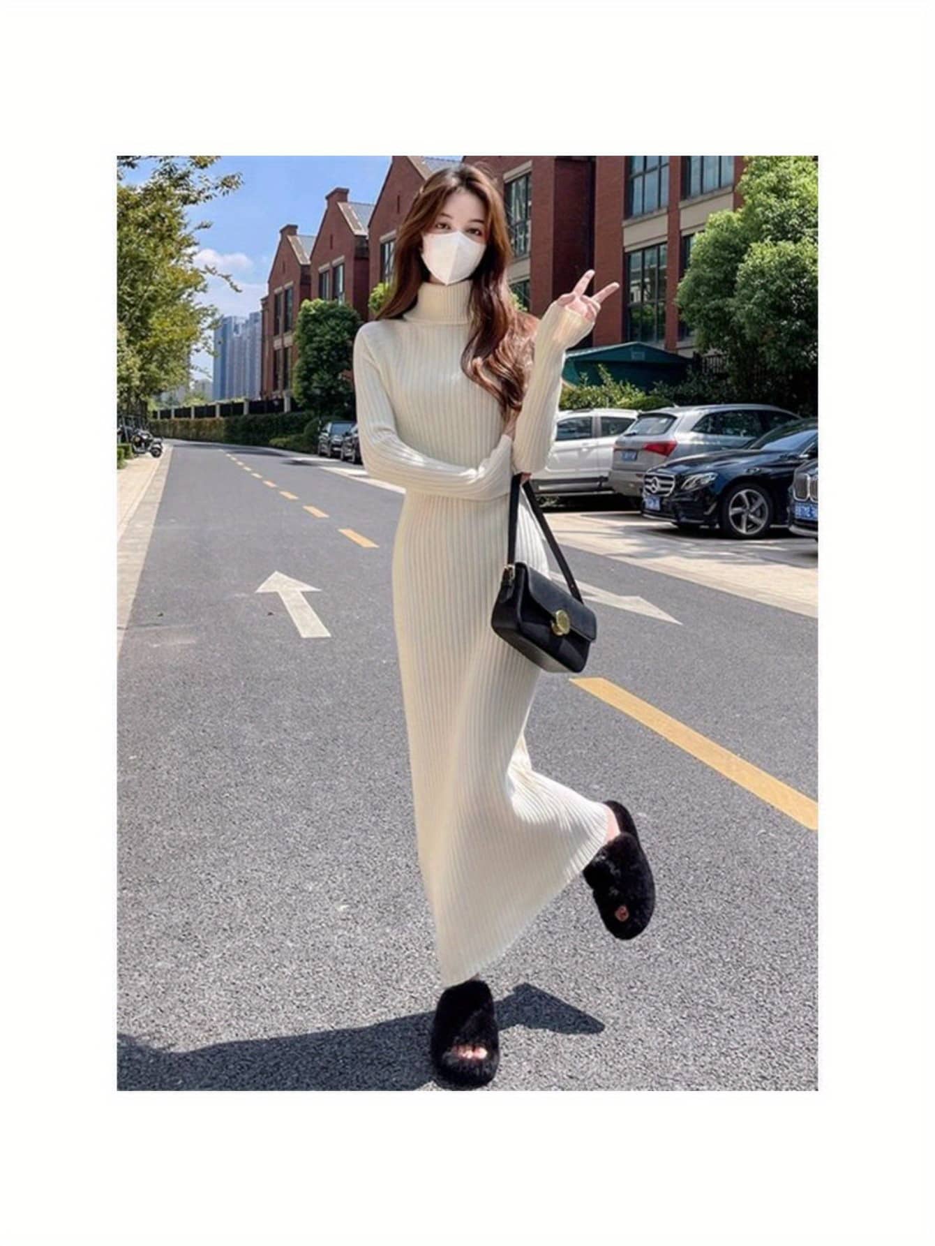 【全店30％OFF引き換え証があり】【着痩せ】編み物衣装 ロング きつい タートルネック 長袖 マキシ丈 リブニット 衣装 レディース 好いたらしいめ ハイネック 縦生産ライン I生産ライン 無地 分かりやすい 心地よい 執務室 通い OL 秋 冬 秋冬